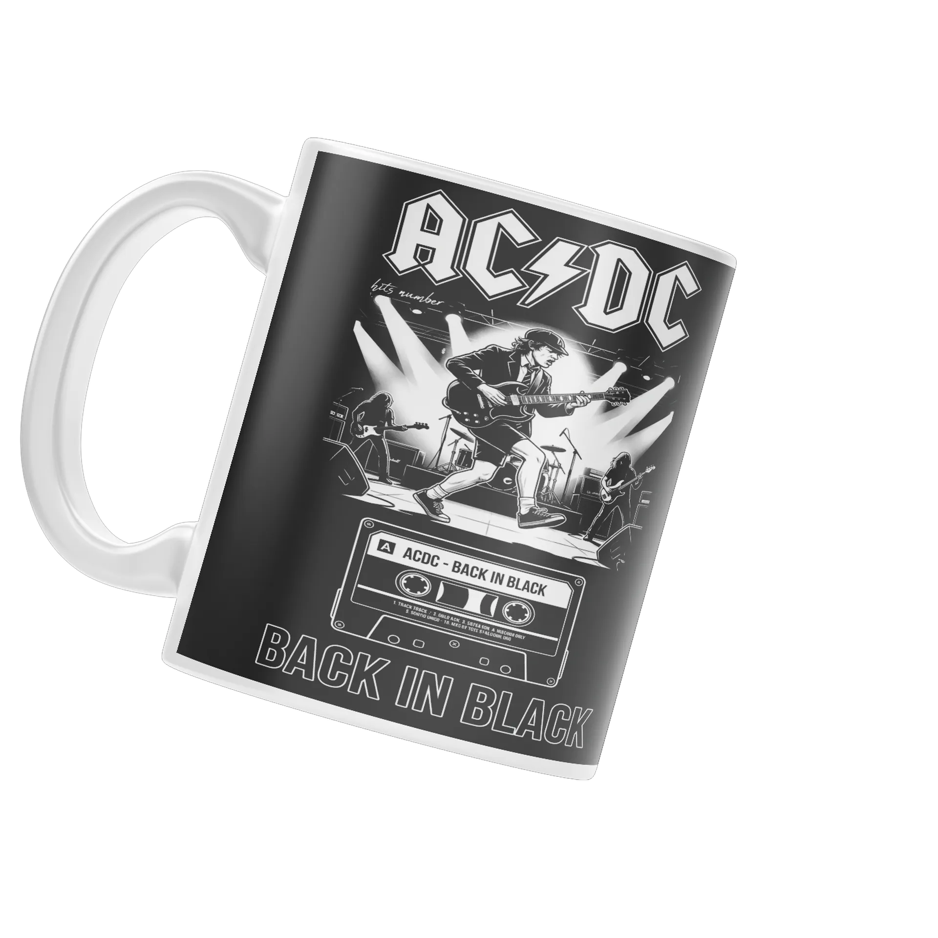 Caneca Banda ACDC Show de Rock Estampa Monocromática 325ml - Imagem 3