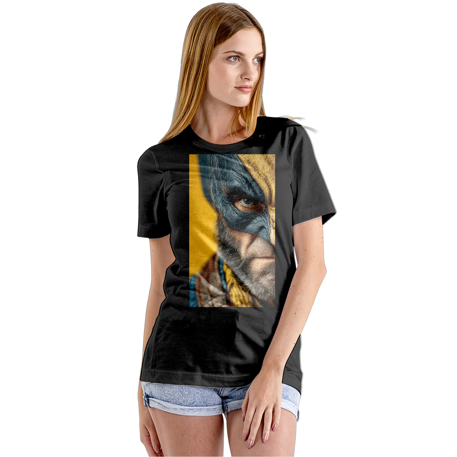 Camiseta Babylook Retrato Realista Máscara Dourada 100% - Imagem 5