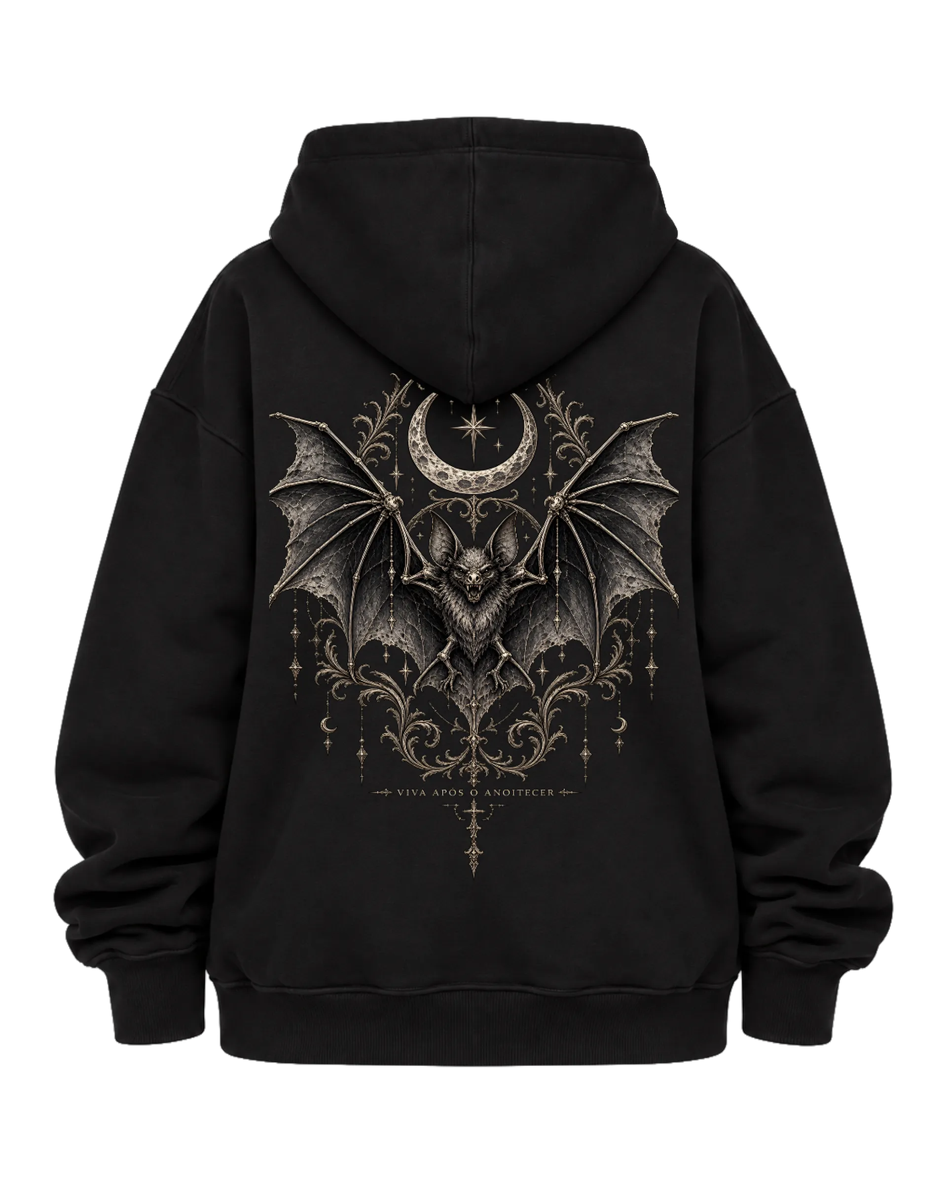 Blusa Moletom Canguru Morcego e Lua Gótico Vintage - Imagem 4