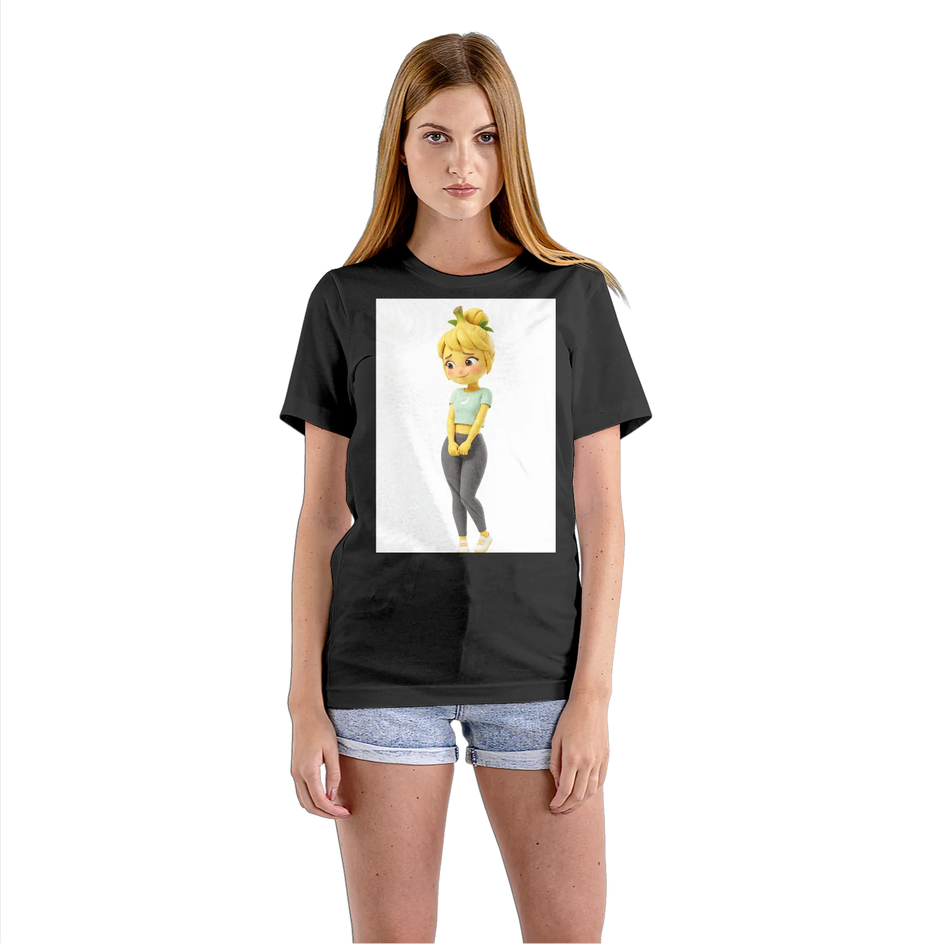 Camiseta Babylook Personagem Cartoon com Banana 100% Algodão - Imagem 3