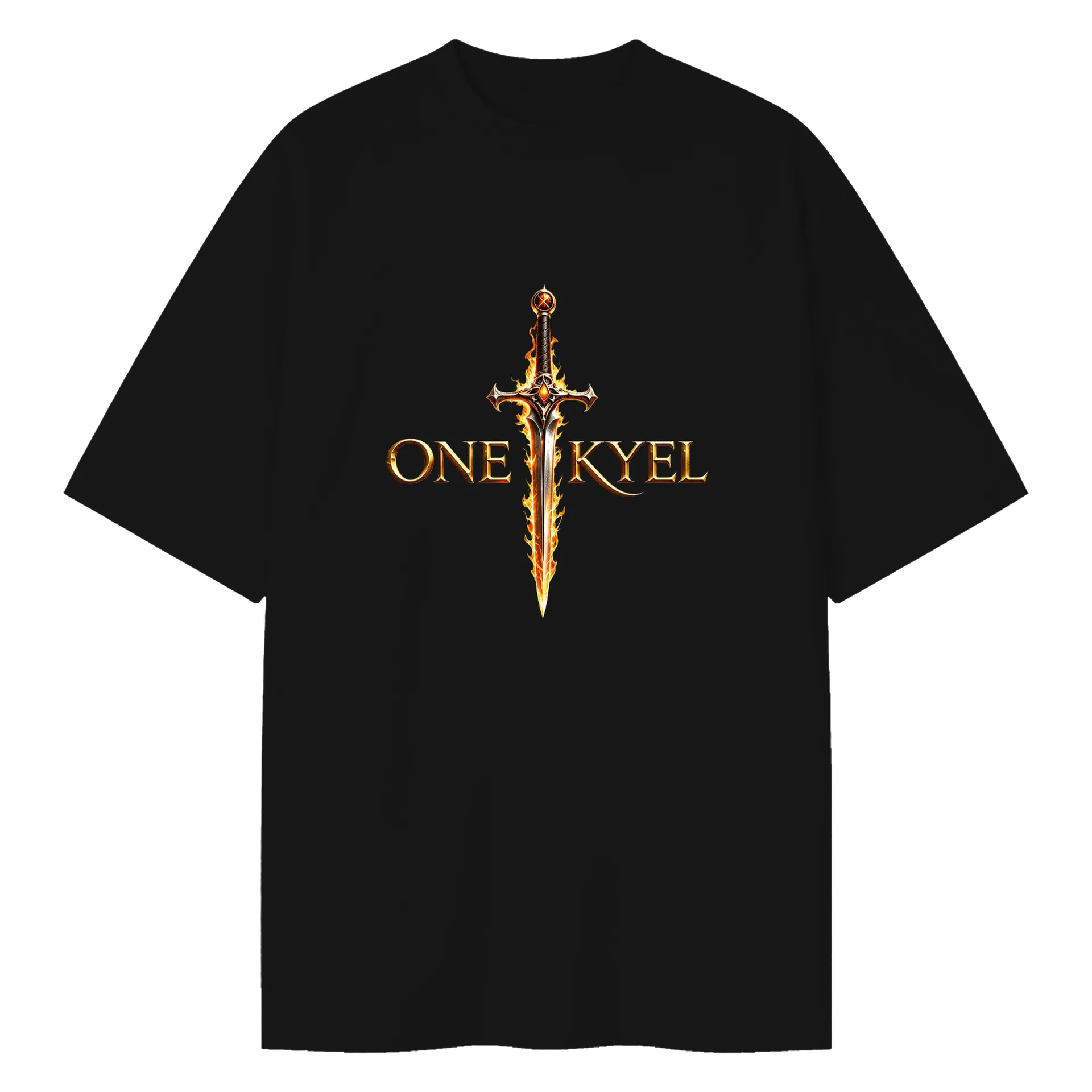 Camiseta Oversized Logotipo One Kyel 100% Algodão Preto - Imagem 1