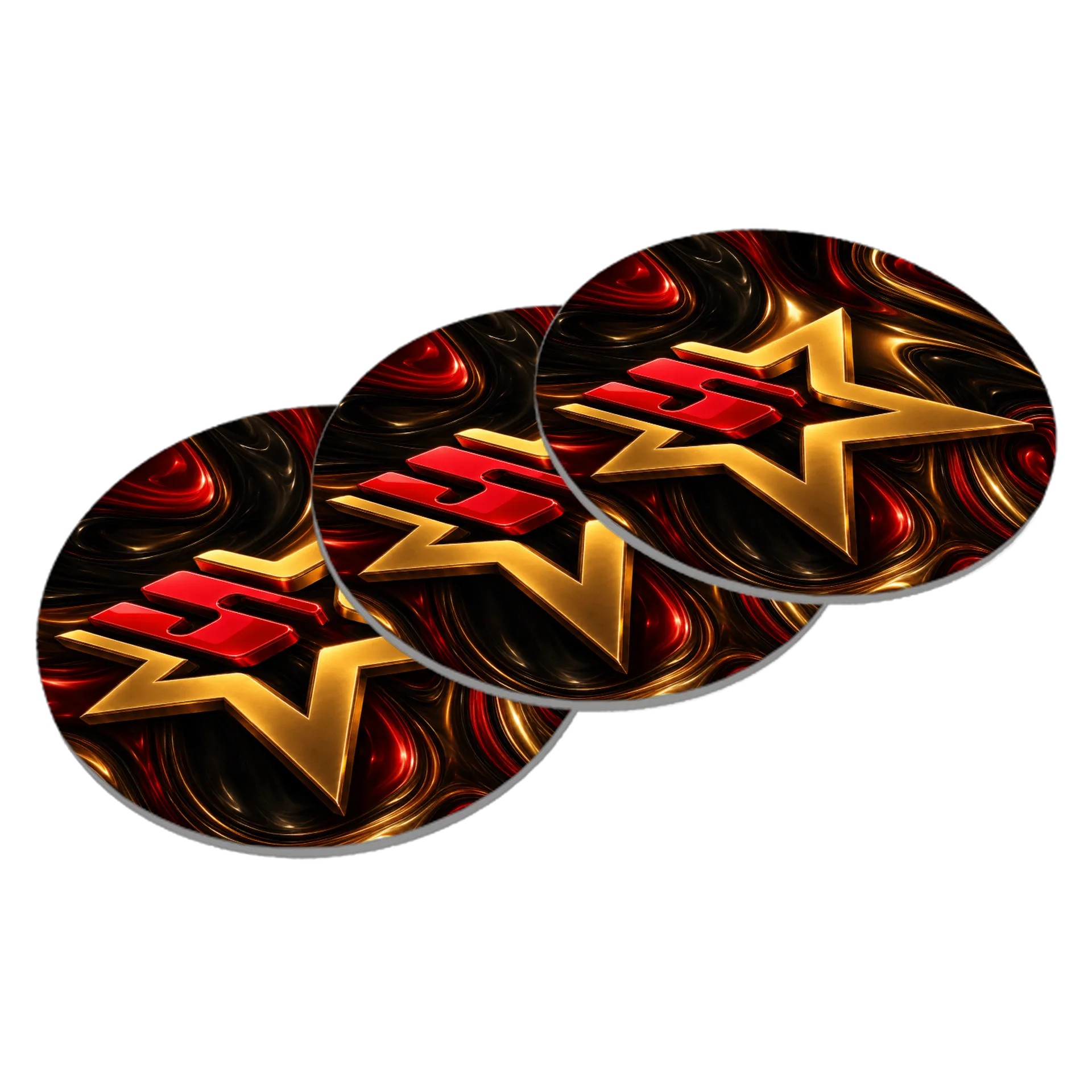 Porta-copo MDF Estampa Logo Star Ouro Vermelho - Imagem 2