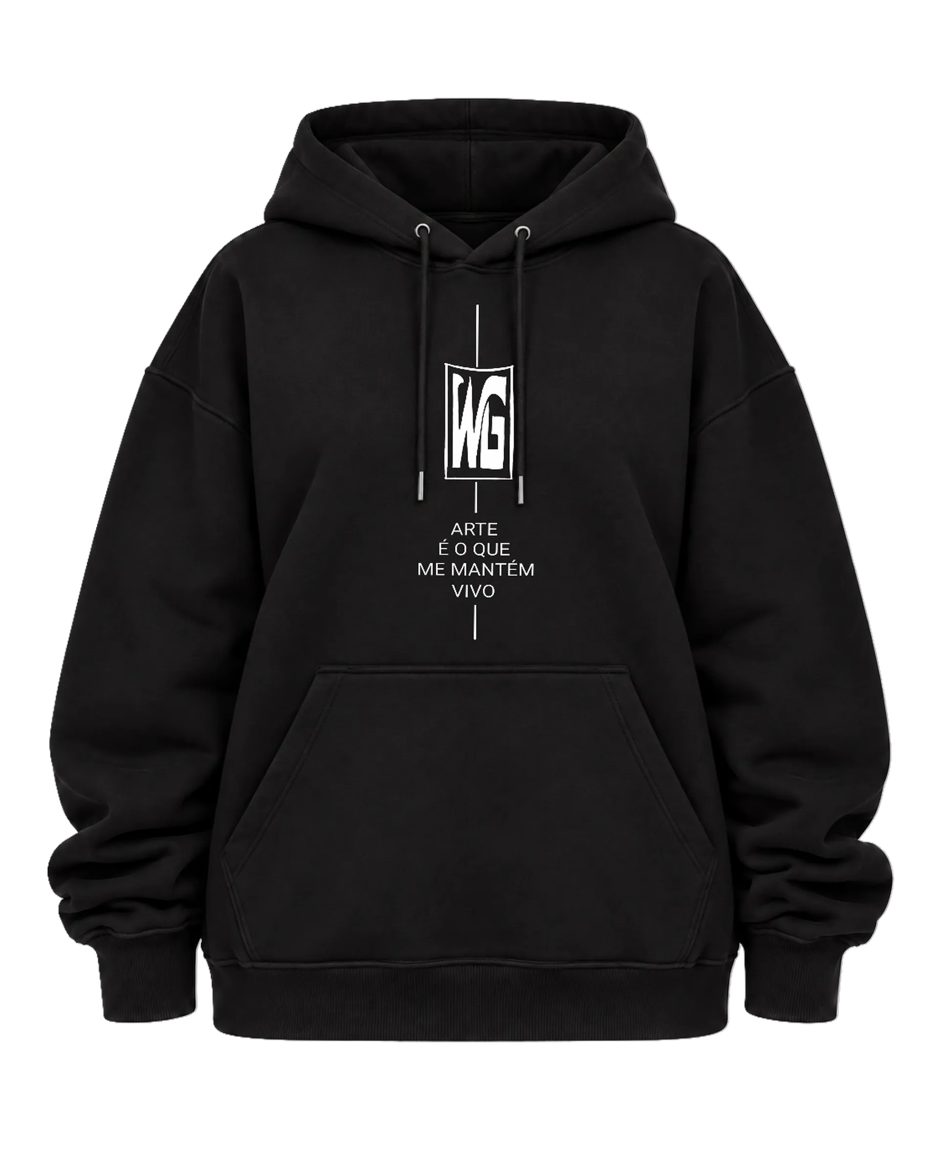 Blusa Moletom Canguru Arte Monocromática Rosto Robótico de WG ARTE É O QUE ME MANTÉM VIVO  — imagem 5 de 6