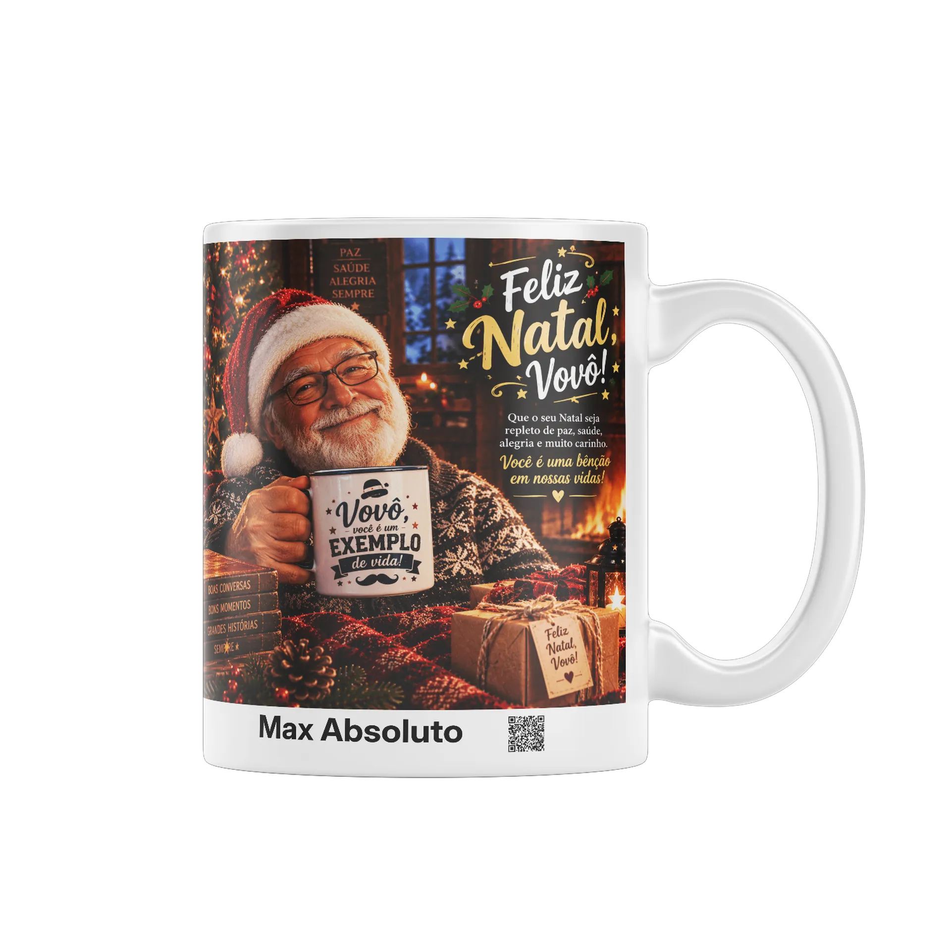 Caneca Estampa Natalina Vovô Exemplo de Vida 325ml - Imagem 1