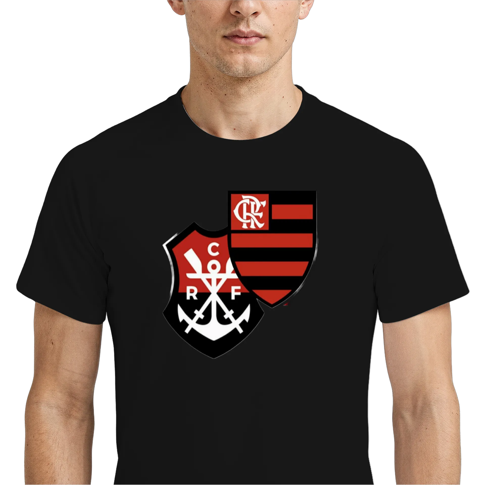 Camiseta Dry Fit Escudos Futebol Preto e Vermelho 100% - Imagem 4