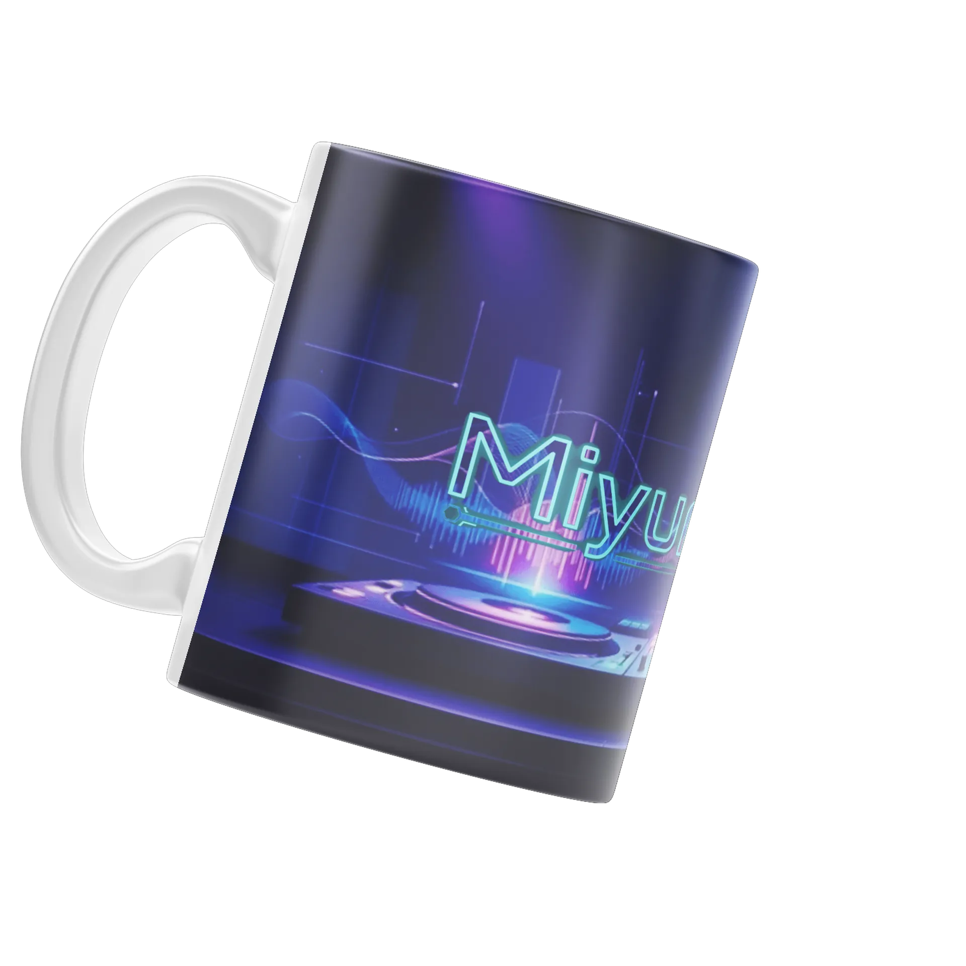 Caneca Logo MivuriHatake DJ Neon Azul e Roxo 325ml de MiyuriHatake — imagem 1 de 4