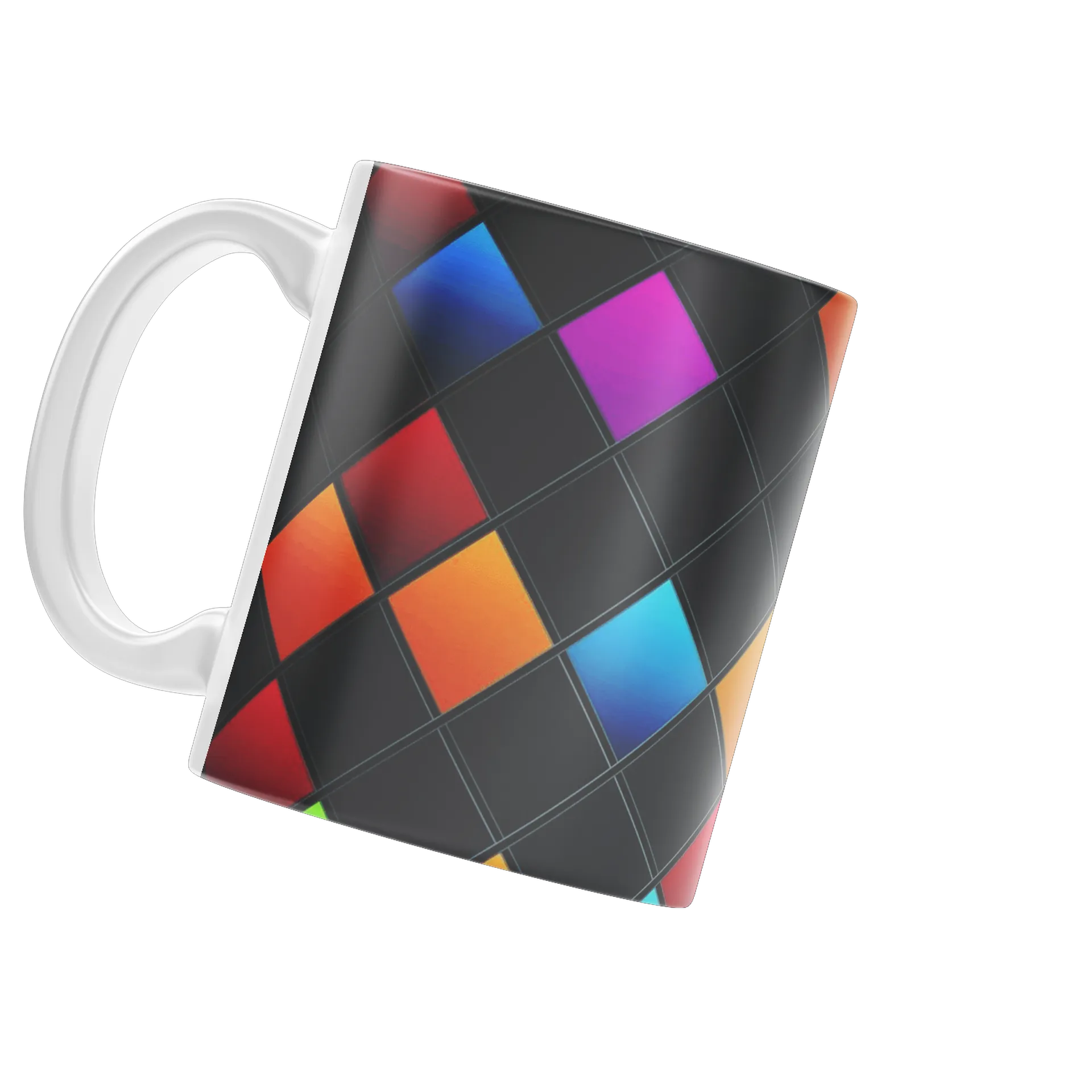 Caneca Porcelana Estampa Geometria Colorida 325ml - Imagem 3