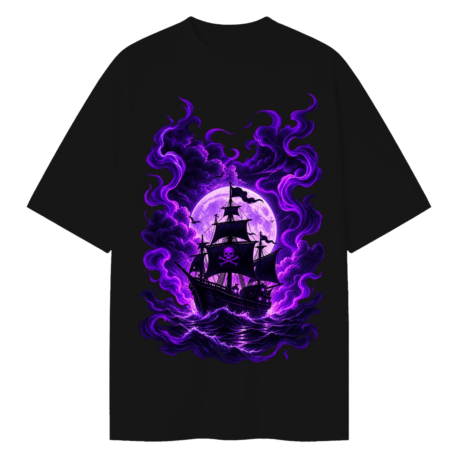 Camiseta Oversized Navio Sob a Lua - Imagem 1