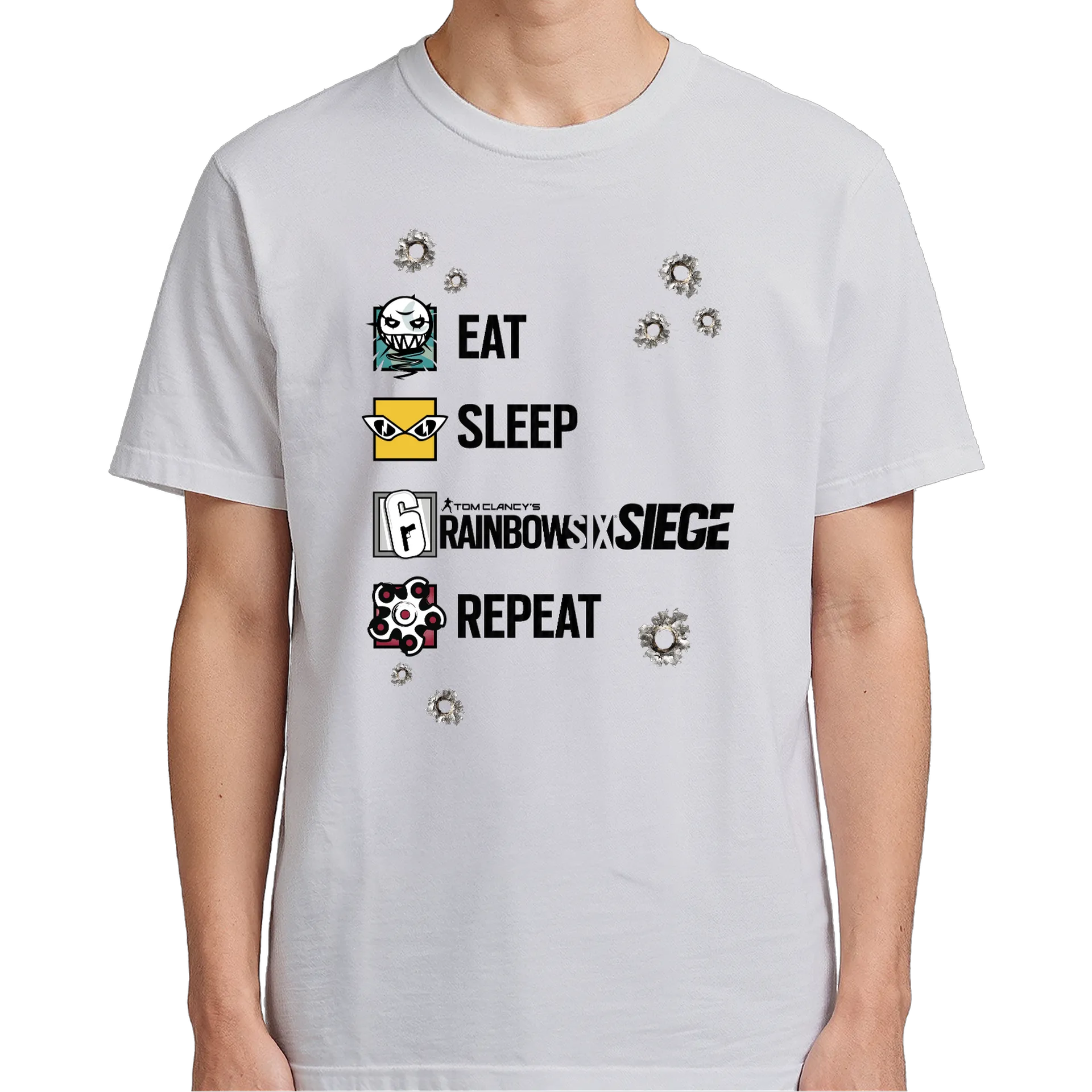 Camiseta Unissex Eat, Sleep, R6, Repeat de Esquenta Store — imagem 5 de 6