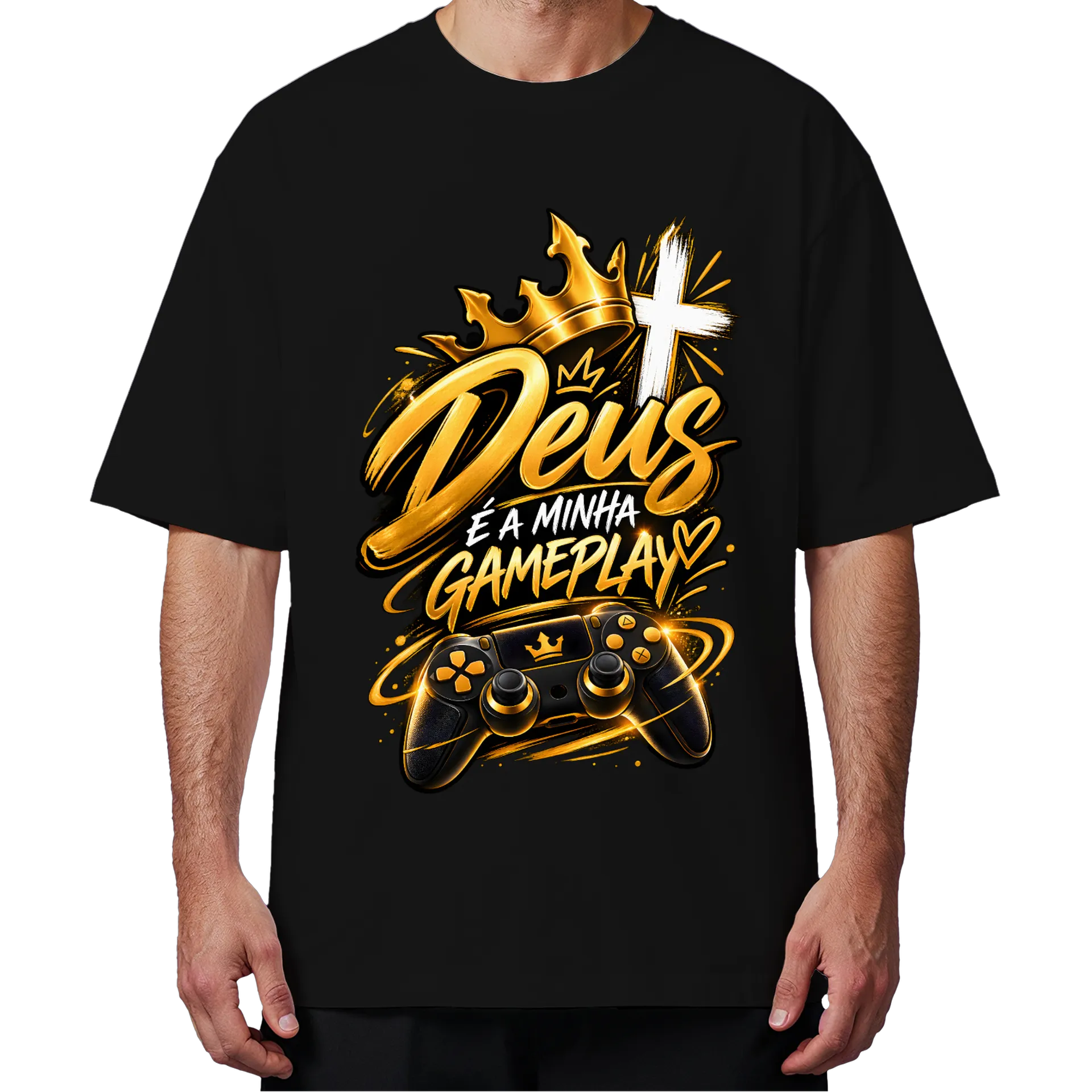 Camiseta Oversized Estampa Deus é a Minha Gameplay - Imagem 4