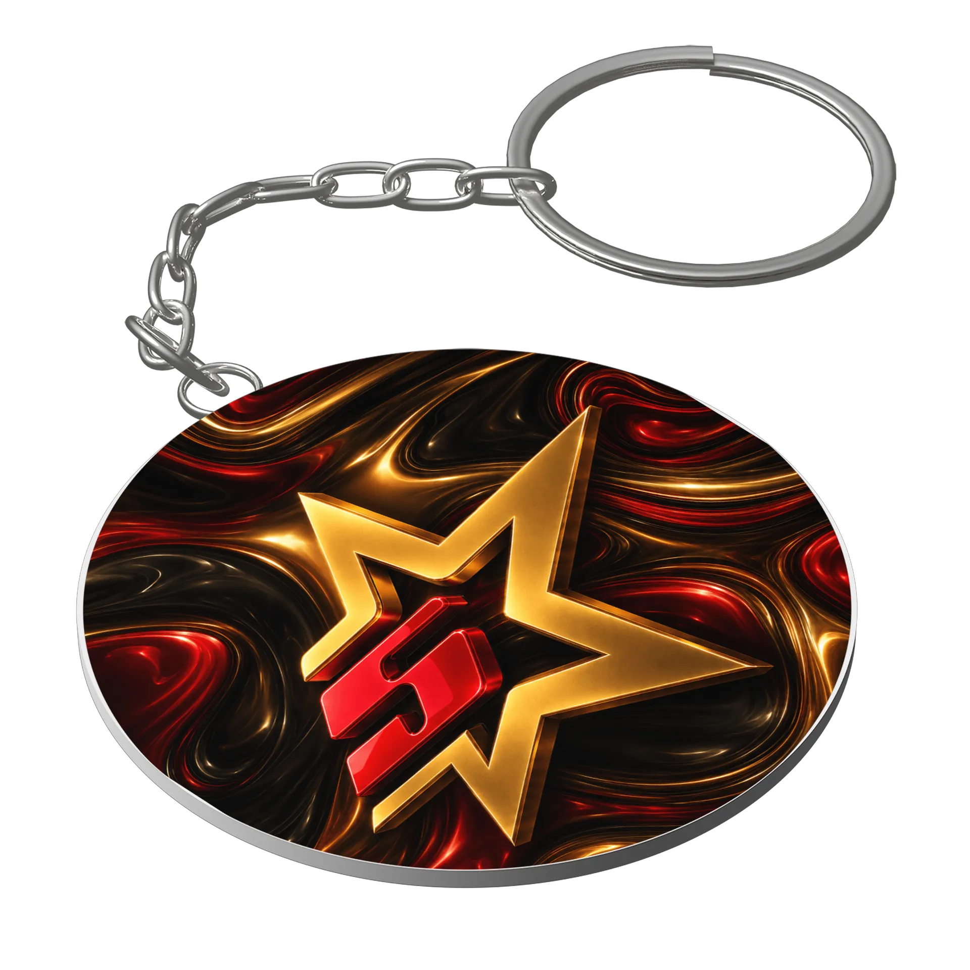 Chaveiro MDF Estampa Estrela Ouro Vermelha - Imagem 1