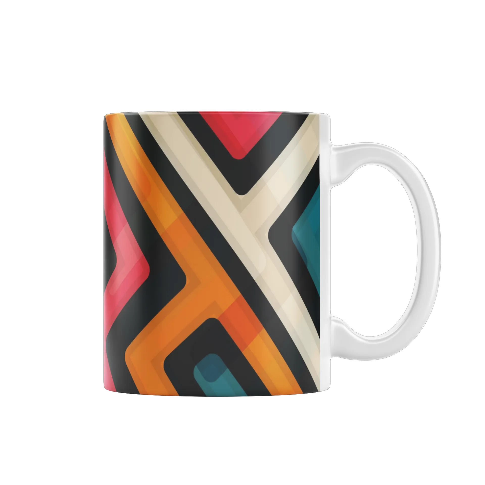 Caneca Porcelana Tema Abstrato Linhas Coloridas 325ml - Imagem 1
