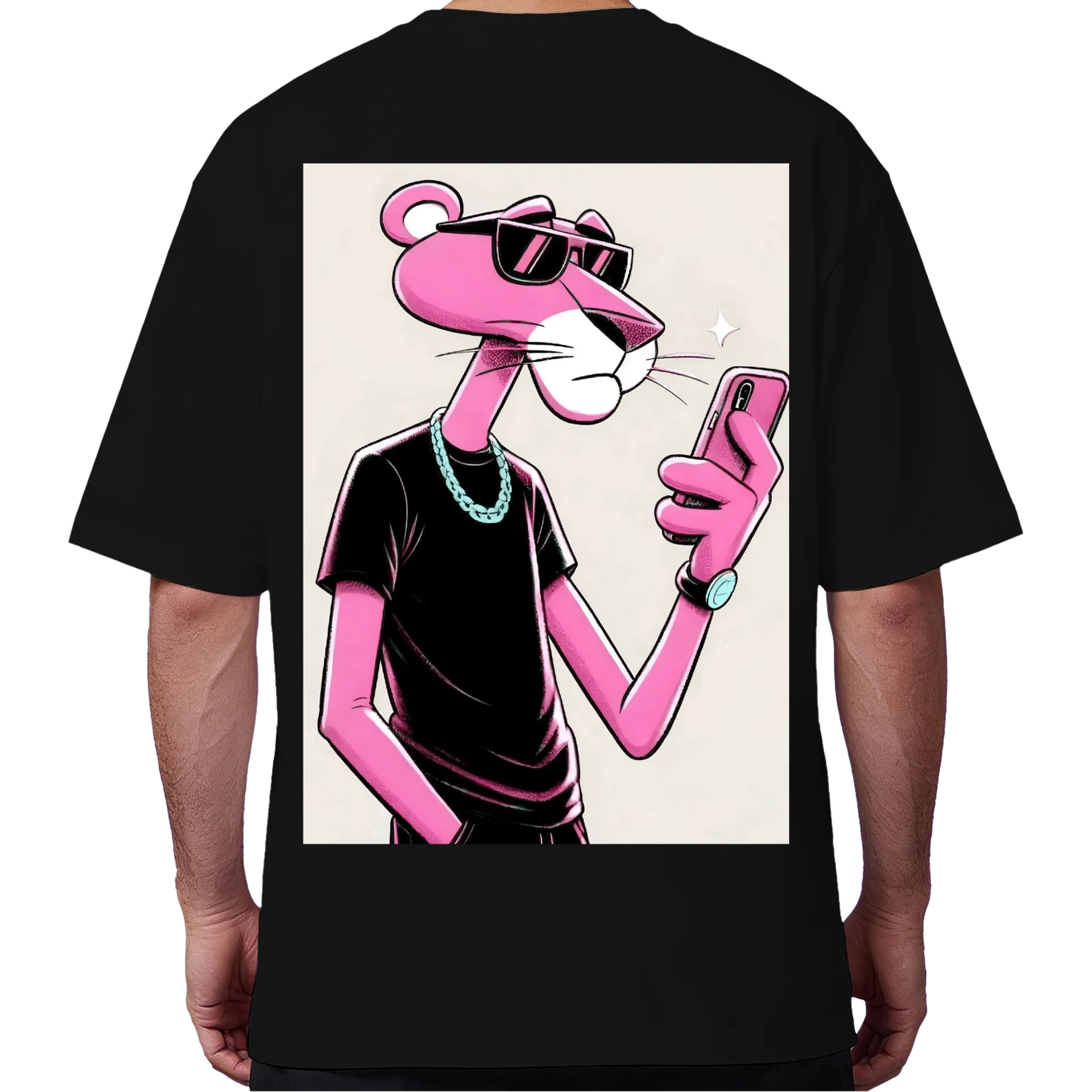 Camiseta Oversized Pantera Rosa Estampa Cartoon 100% Algodão - Imagem 6