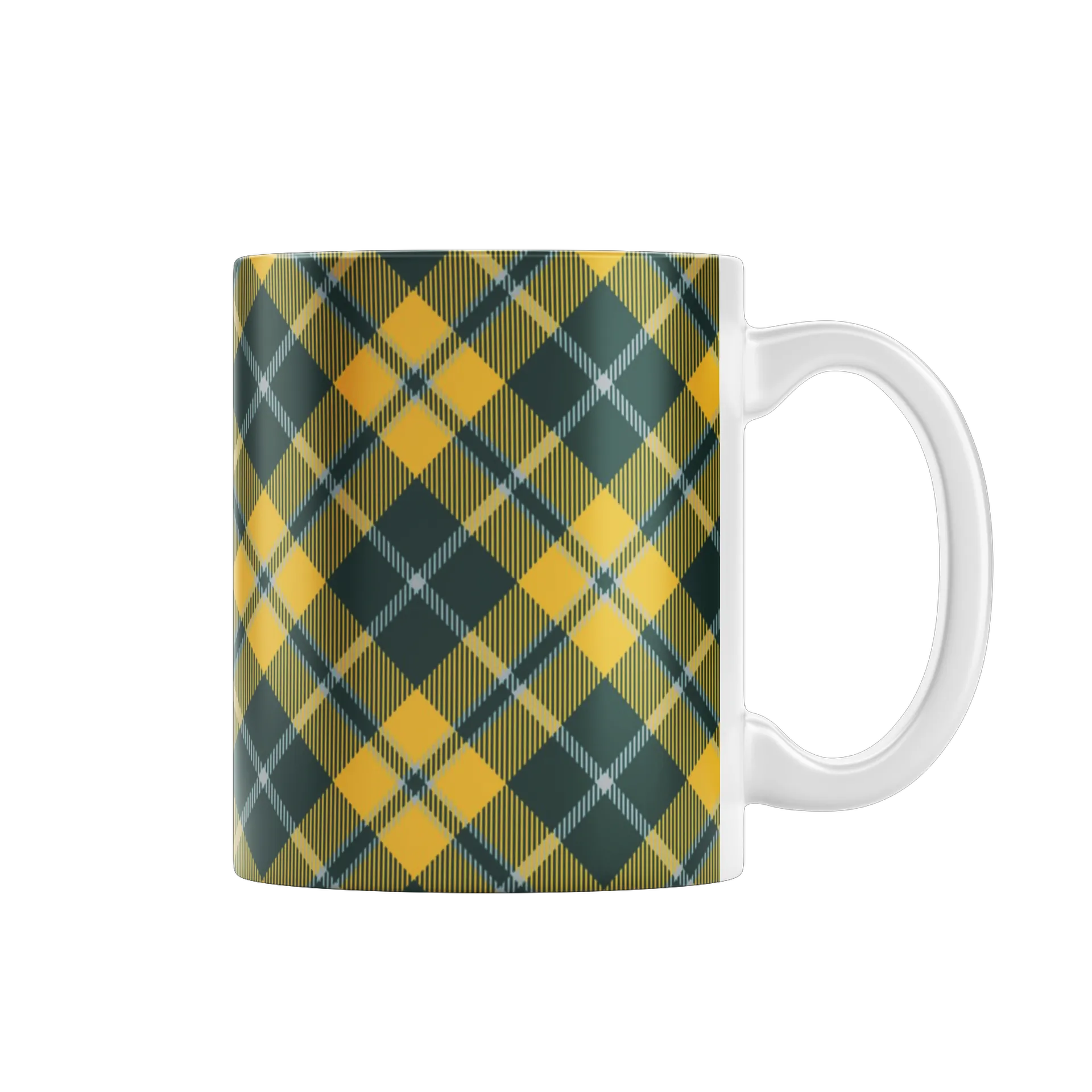 Caneca Porcelana Quadratinho Amarelo Verde 325ml - Imagem 1