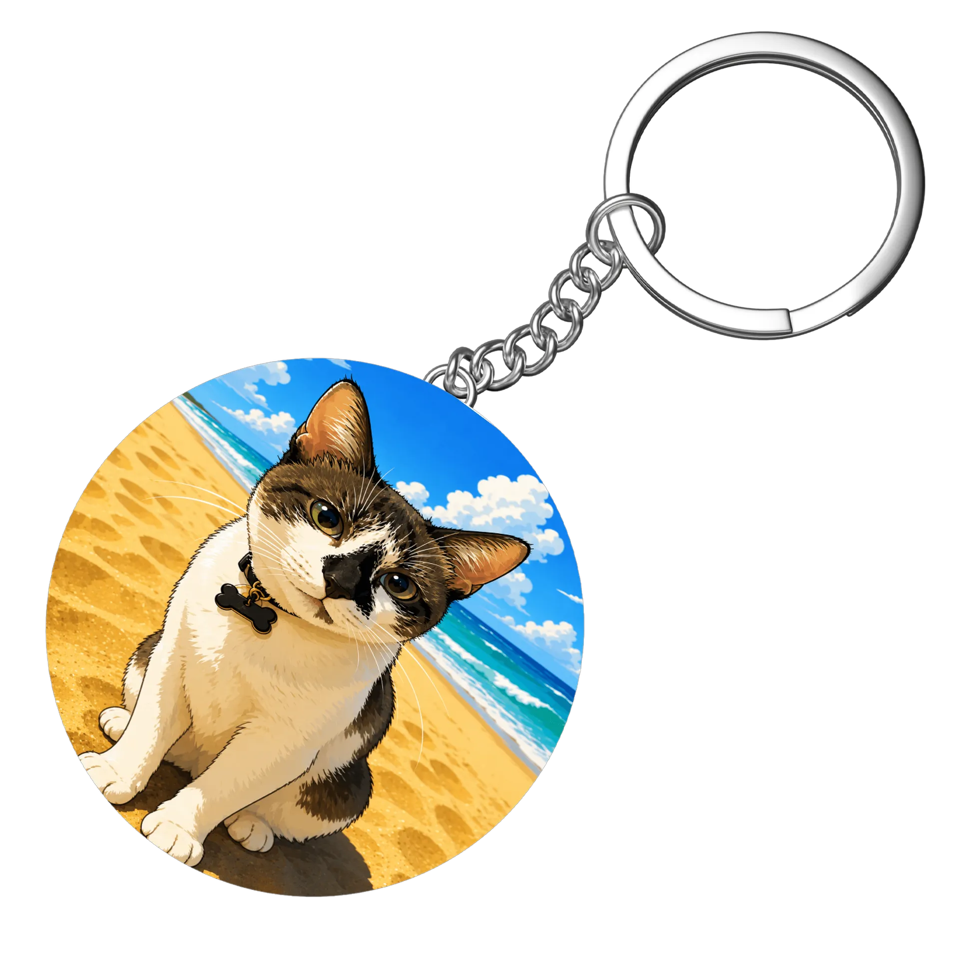 Chaveiro gato praia mdf - Imagem 4