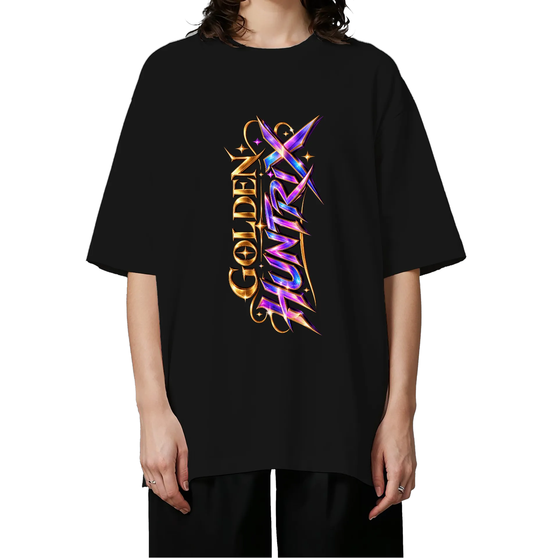 Camiseta Oversized Golden Huntrix de Essenza Art — imagem 3 de 6