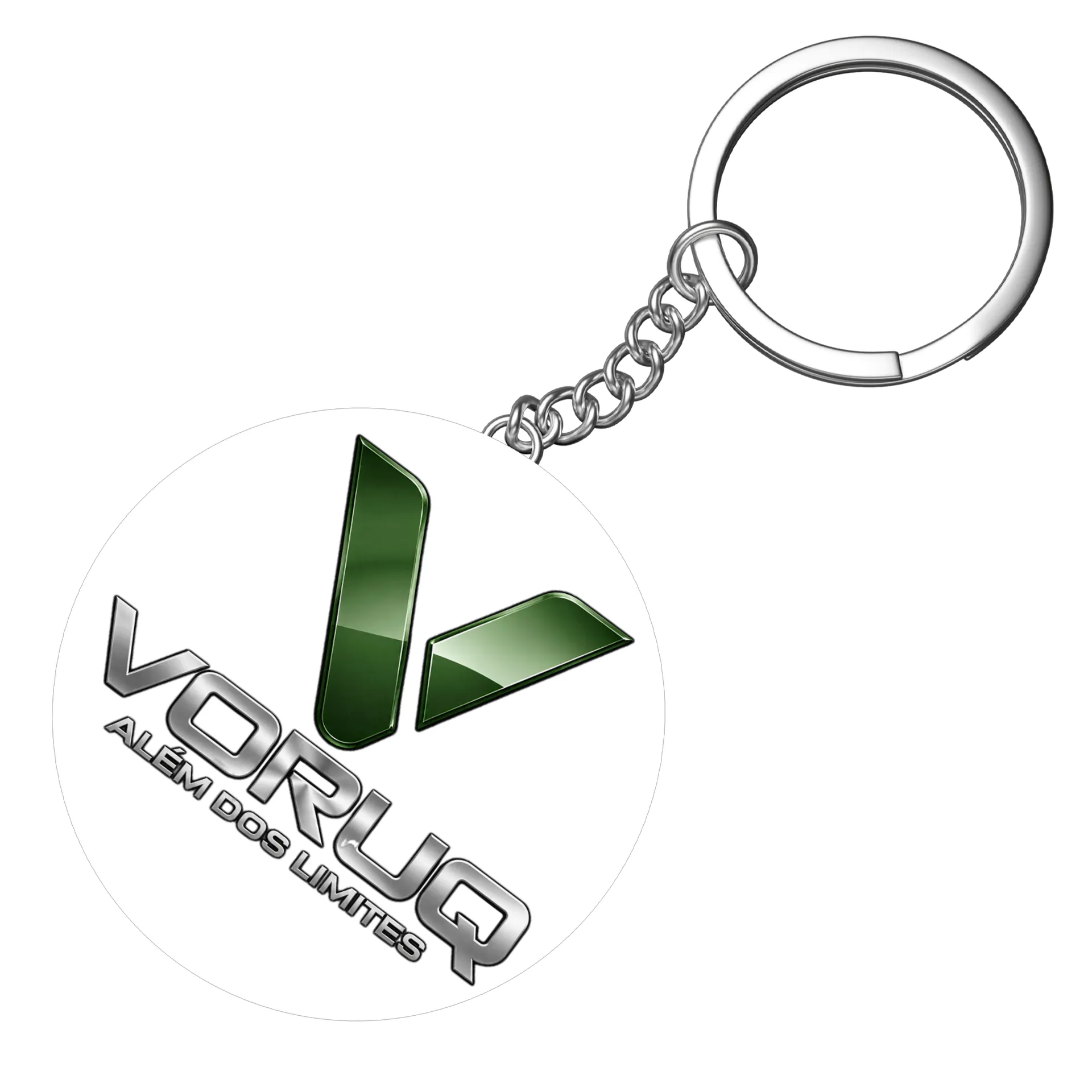 Chaveiro MDF Logotipo Voruga Além dos Limites Metálico Green de VORUQ — imagem 3 de 3