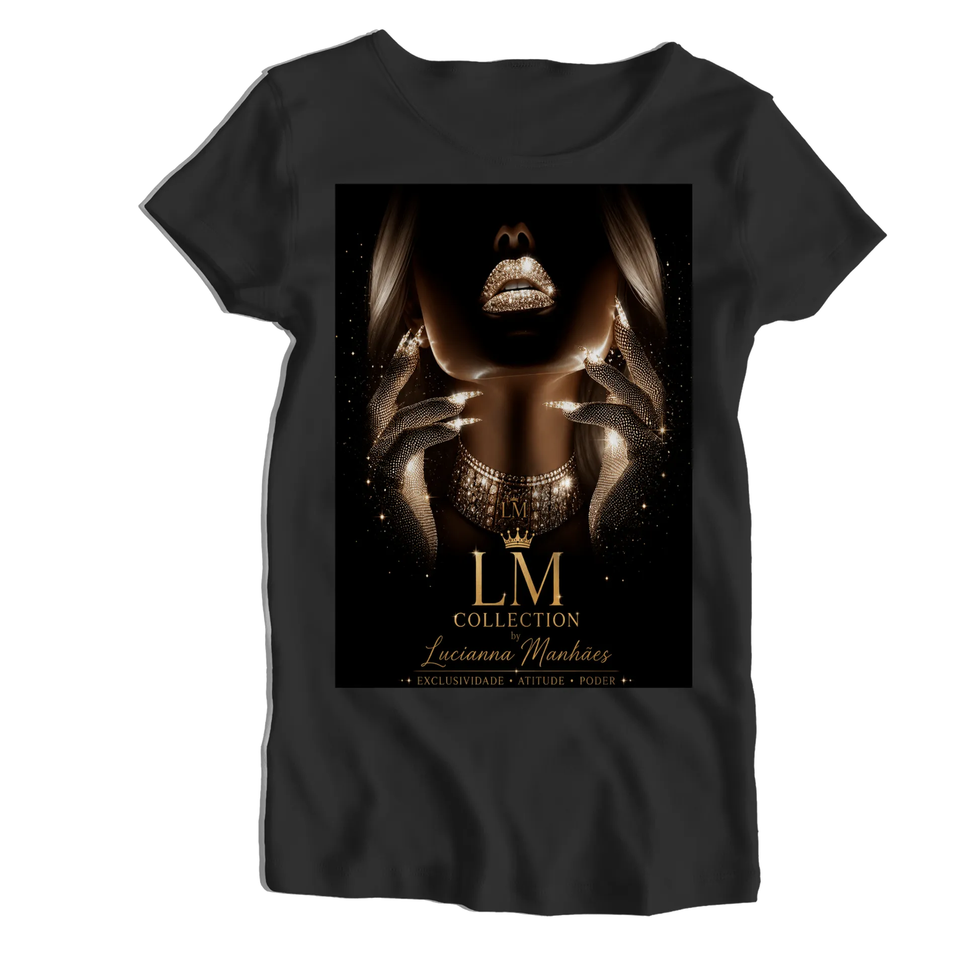 Camiseta Babylook Glam Ouro Luxo 100% Algodão - Imagem 1