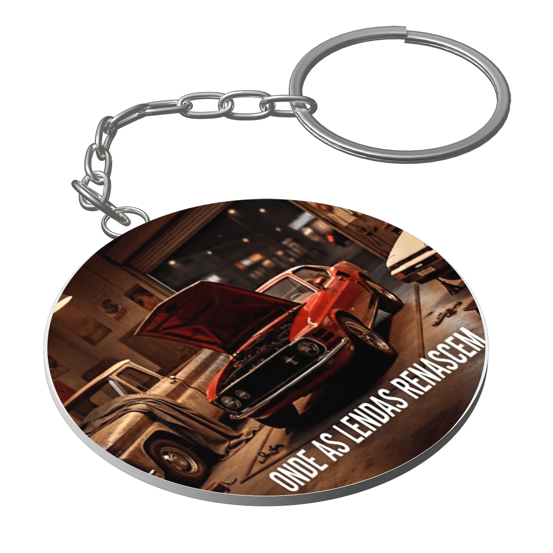 Chaveiro MDF Carro Clássico Vermelho Estampa - Imagem 1