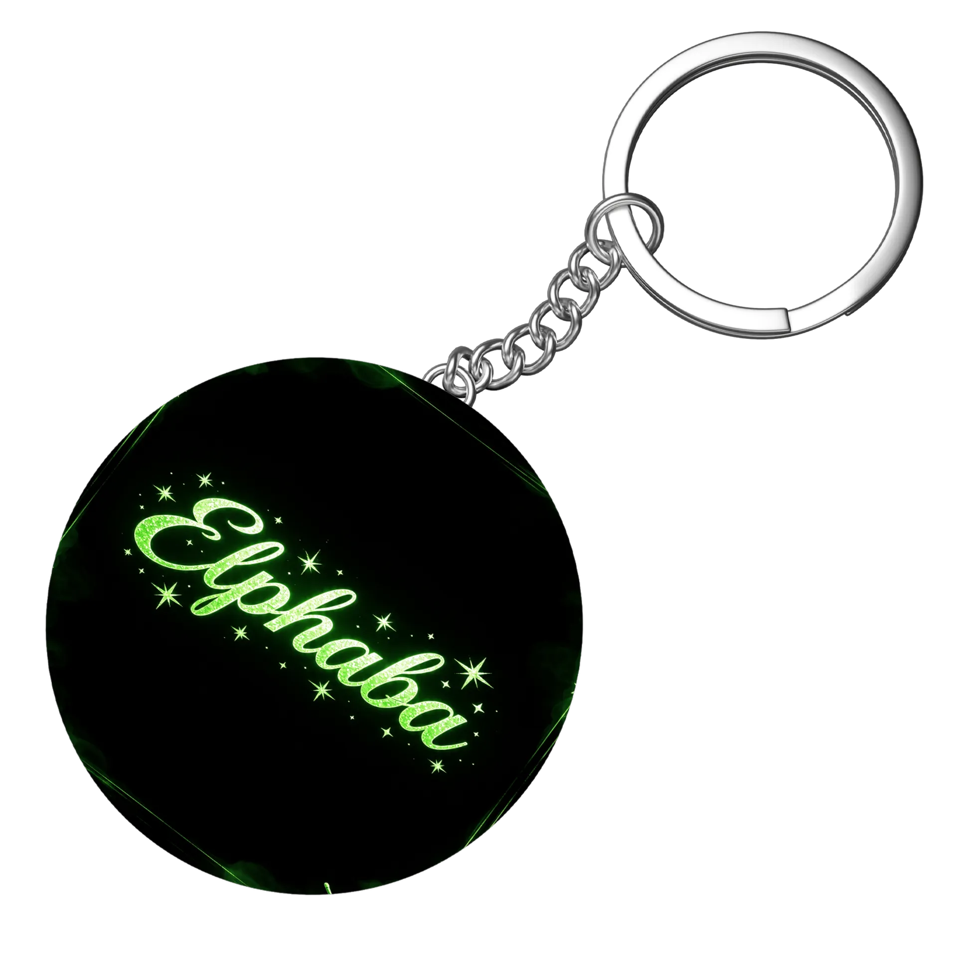 Chaveiro MDF Gravação Esfera Epibaba Estampa Neon Verde - Imagem 3