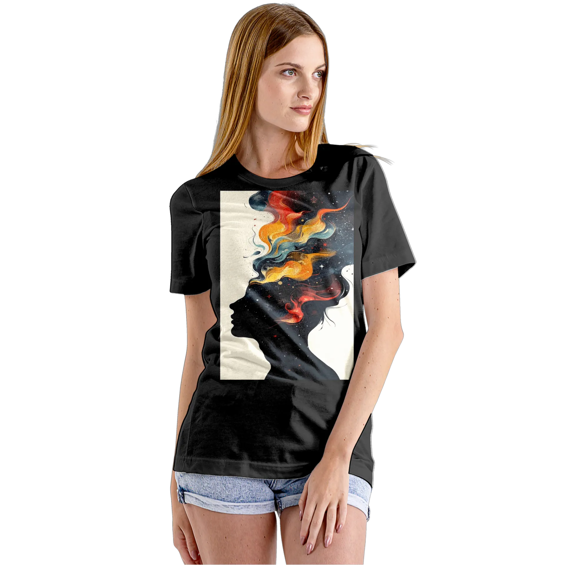 Camiseta Babylook Silhueta com Cores Quentes 100% Algodão - Imagem 5