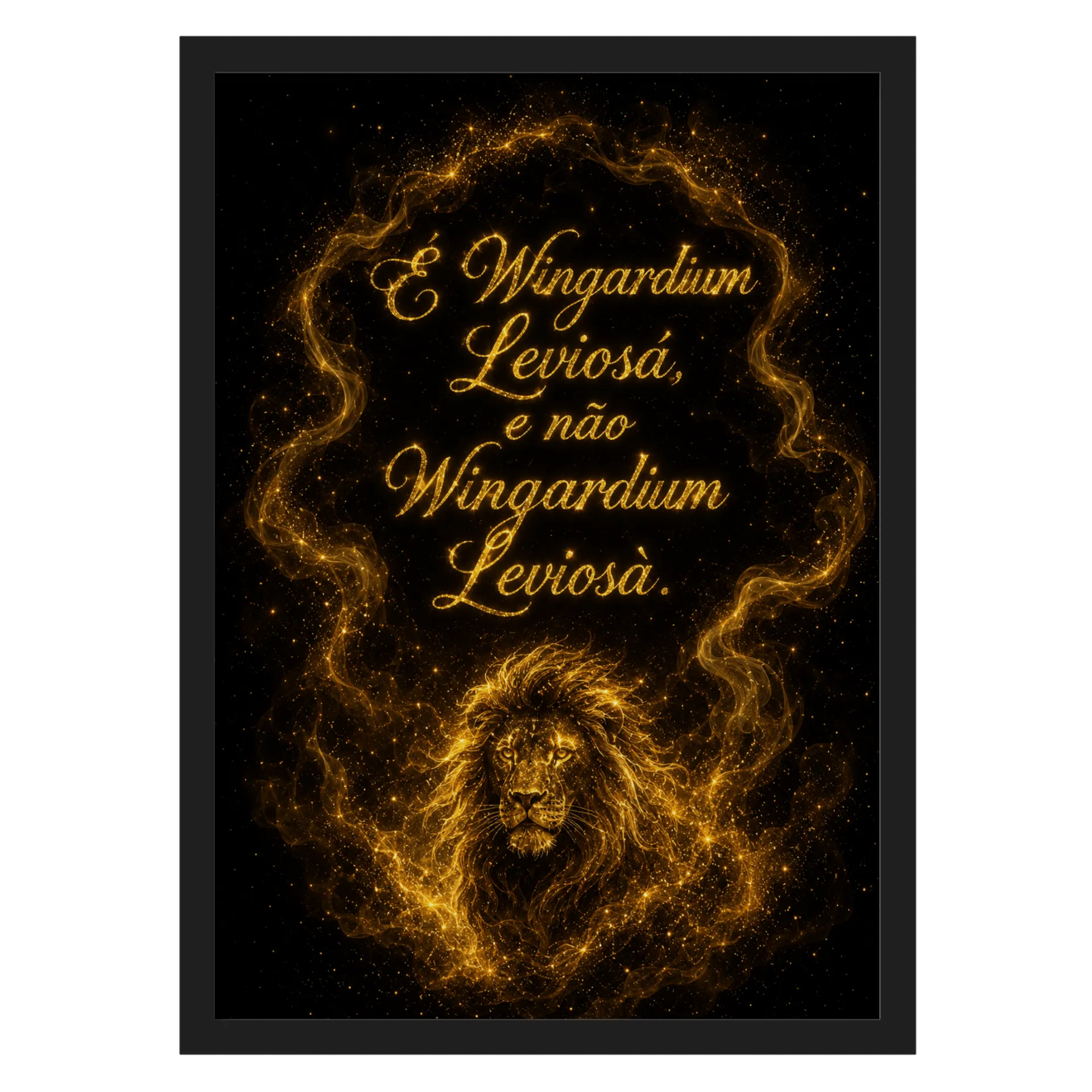Quadro Leão Dourado Estelar A3 MDF e Vidro - Imagem 1