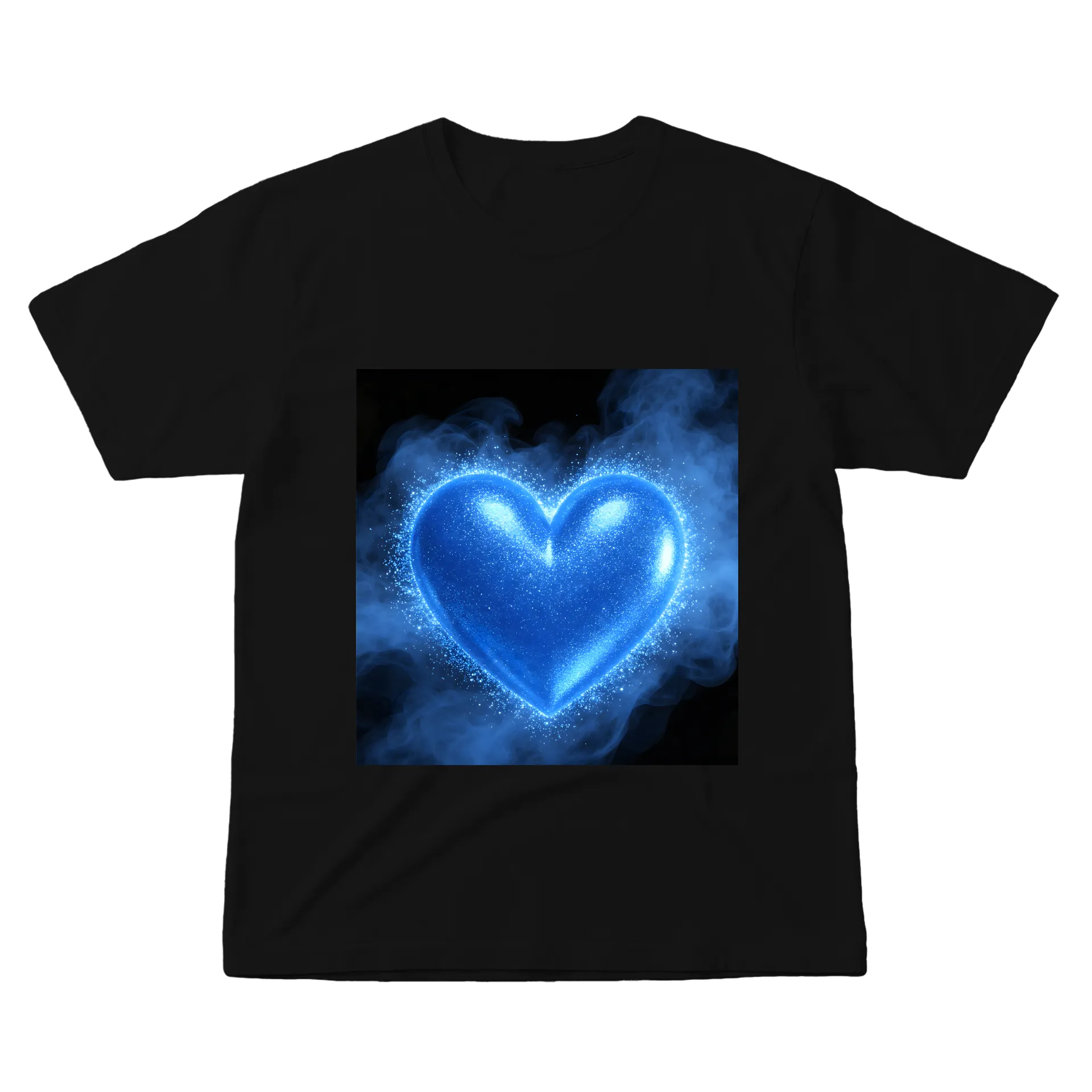 Camiseta Chama-estampa Coração Azul 100% Algodão - Imagem 1