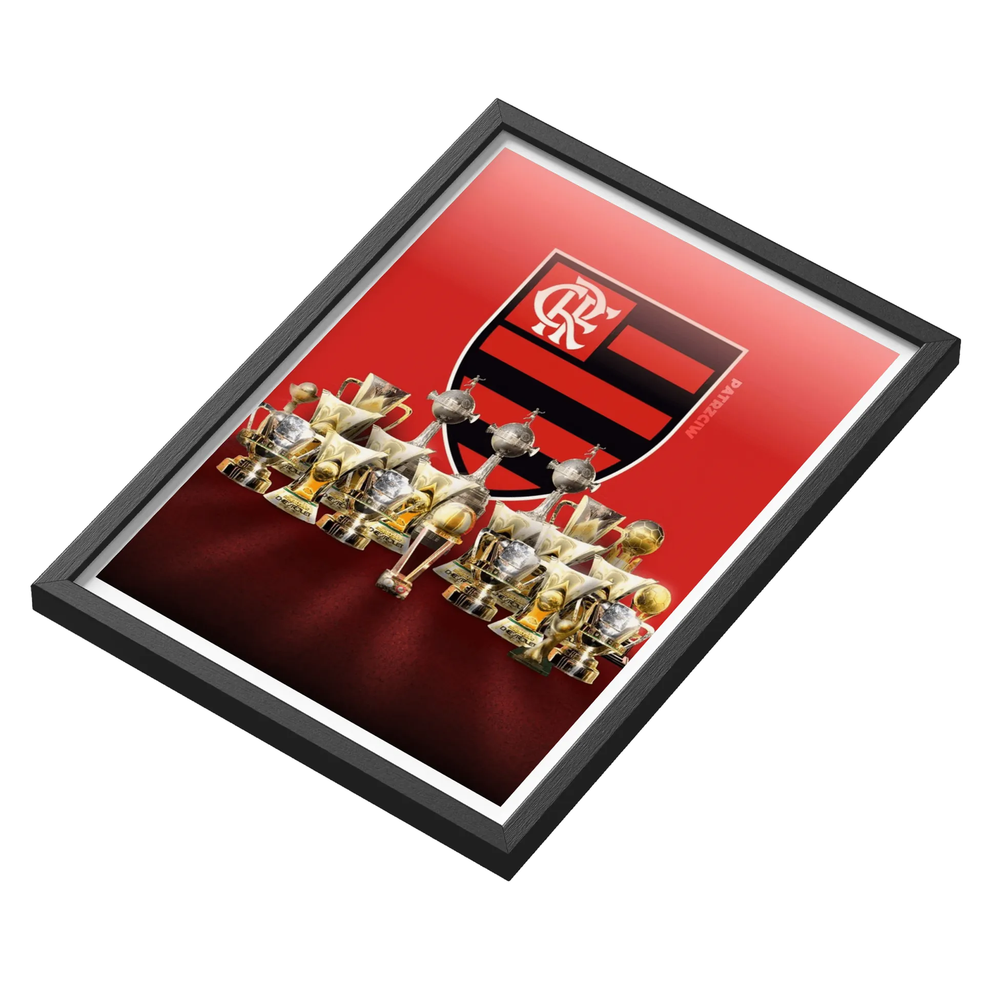 Quadro Escudo do Flamengo com Troféus A3 com Vidro - Imagem 3