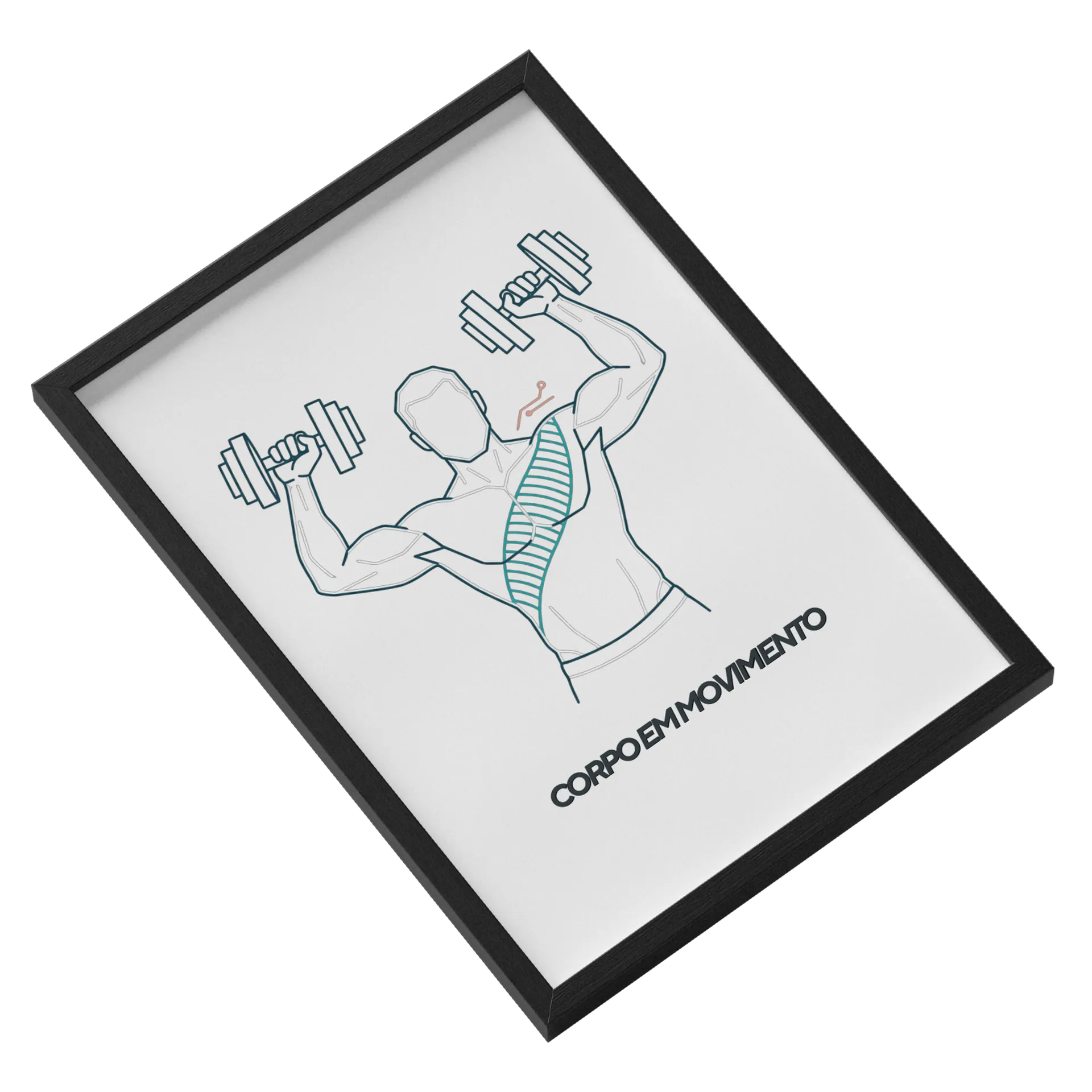 Quadro Corpo Masc em Movimento MDF e Vidro A3 - Imagem 2