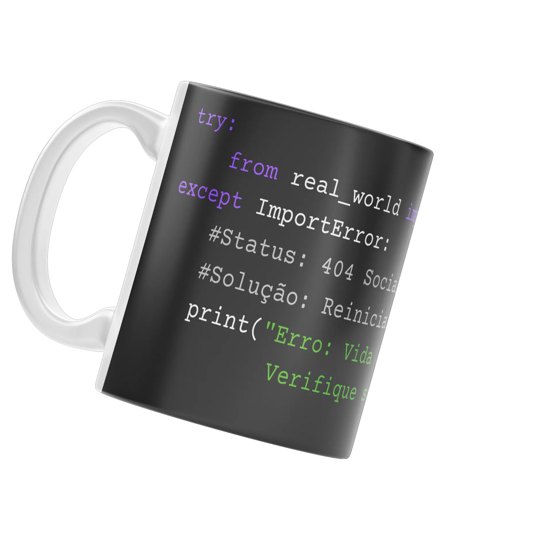 Caneca Porcelana DEV Erro Vida Social Não Encontrada 325ml - Imagem 3