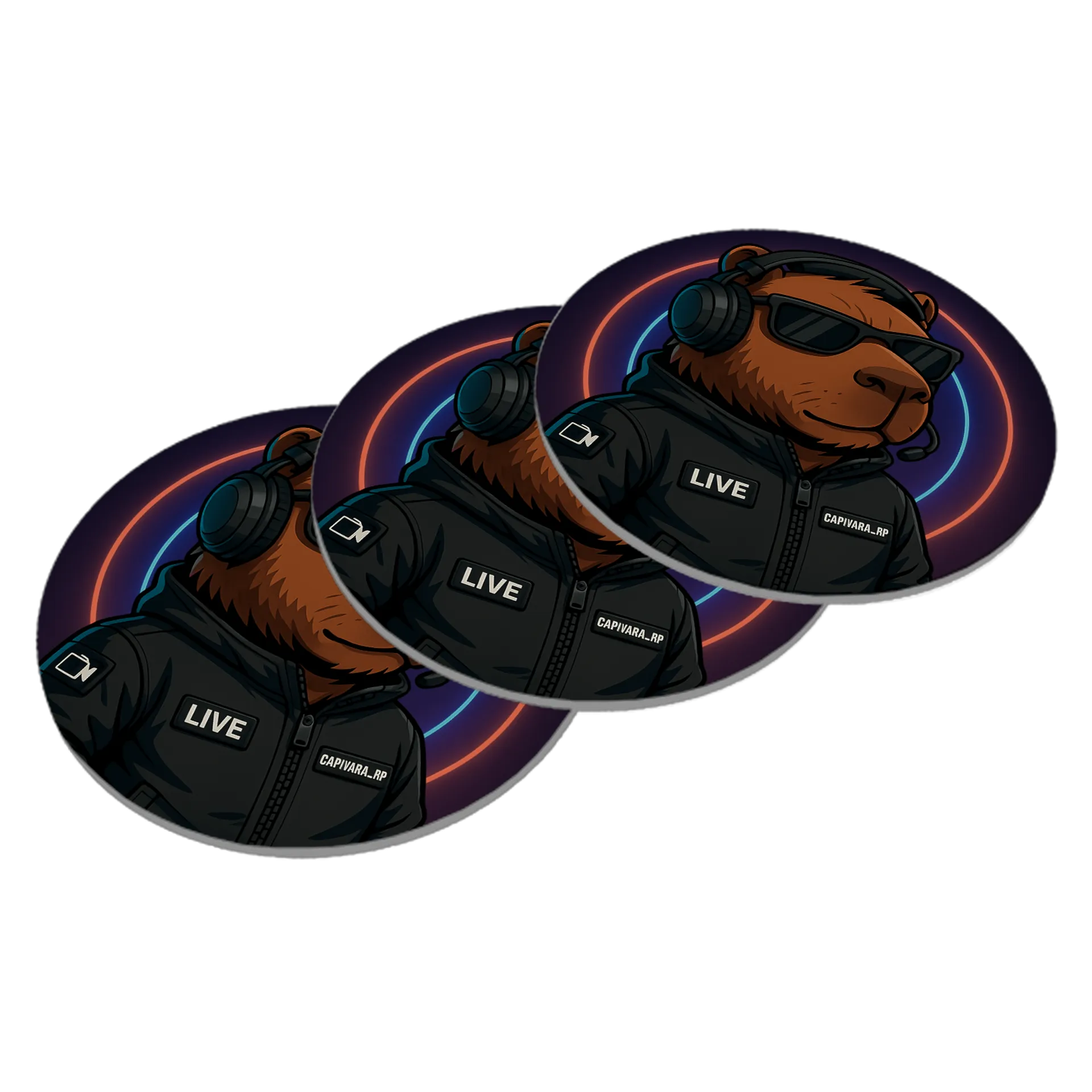 Porta-copo MDF Capivara Gamer Estampa Colorida de Capivara_RP