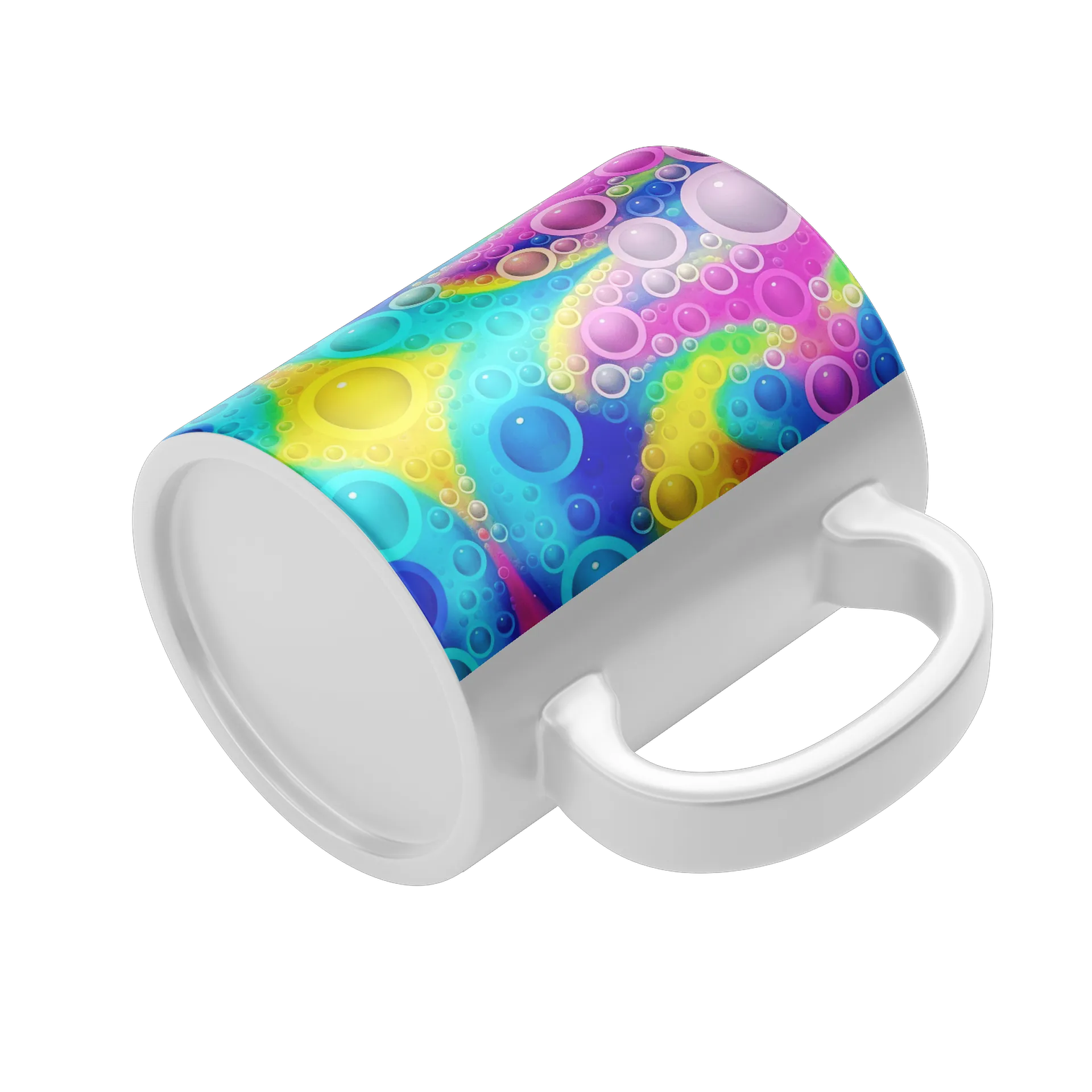 Caneca Porcelana Estampa Bolhas Coloridas 325ml - Imagem 4