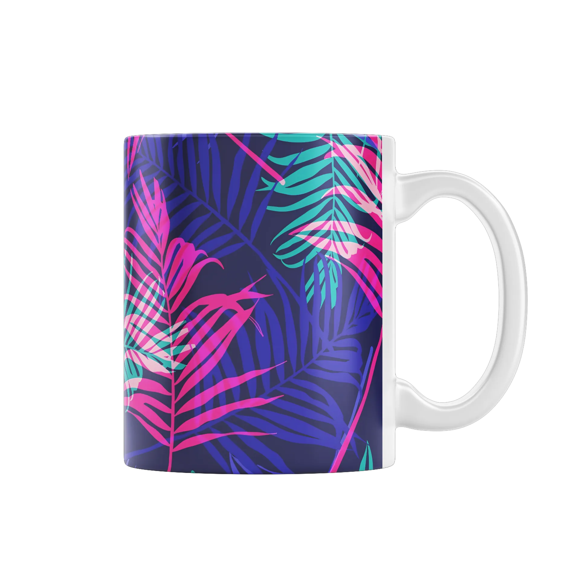 Caneca Porcelana Abstrata Neon Azul Rosa 325ml - Imagem 1