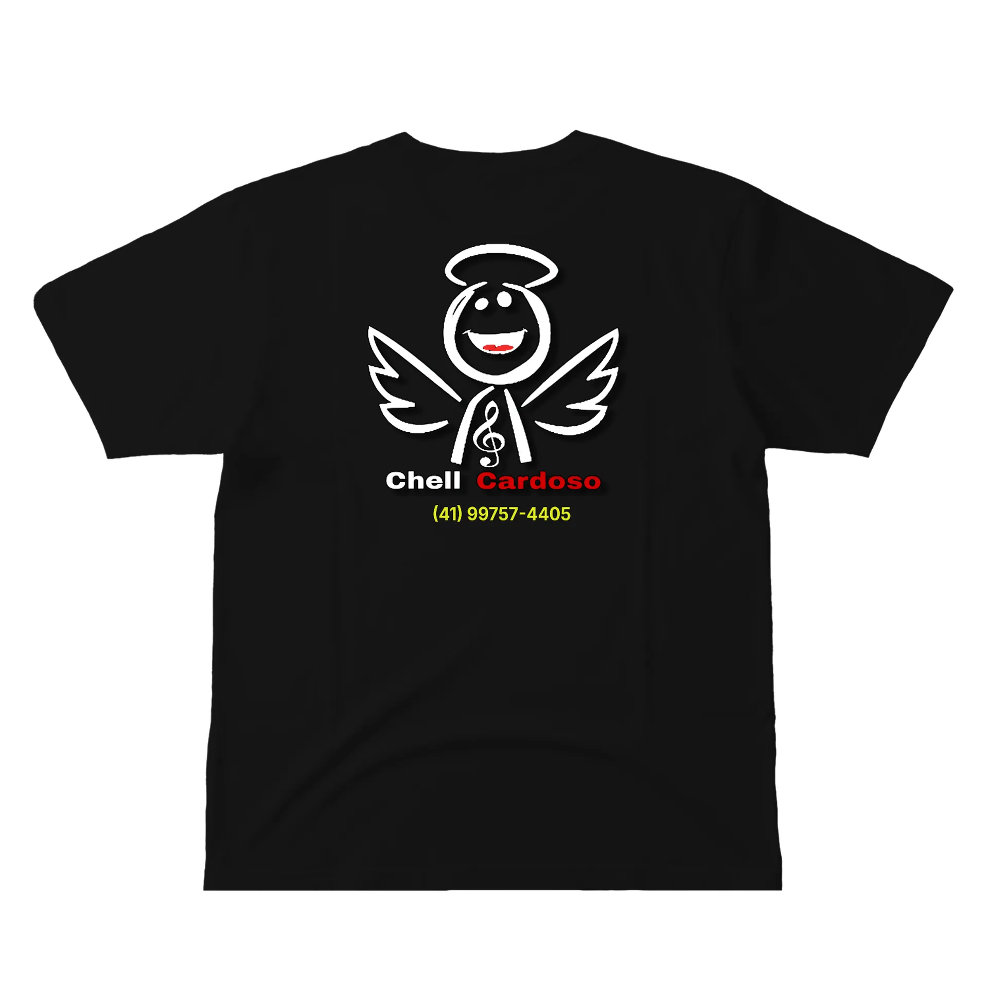 Camiseta Chell Cardoso 100% Algodão Preto - Imagem 2