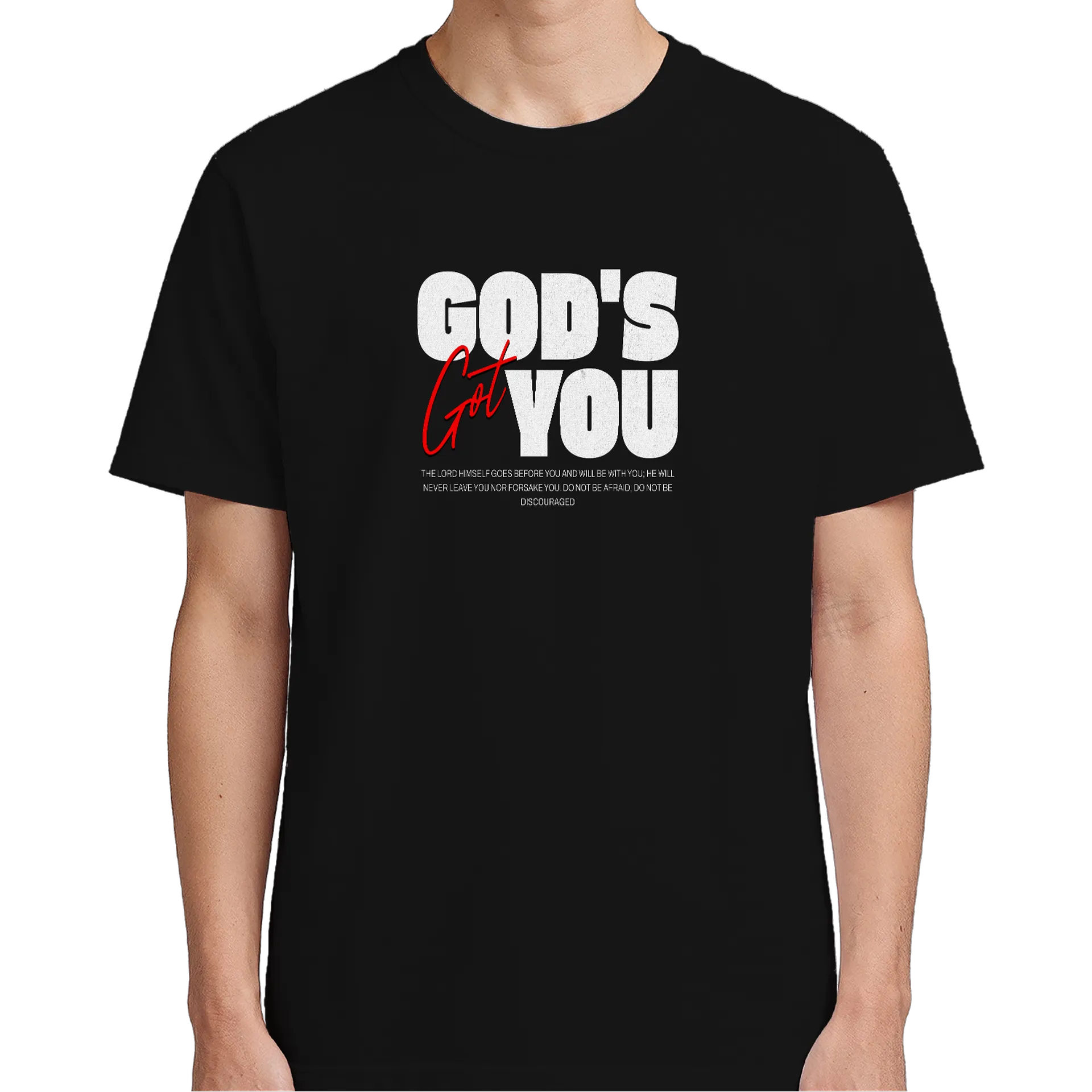 Camiseta Estampa Tipográfica Deus Está Com Você 100% Algodão - Imagem 5