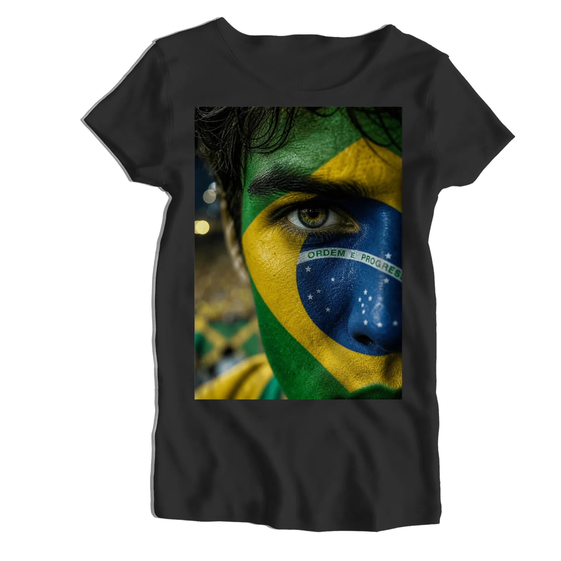 Camiseta Babylook Rosto Pintado Bandeira do Brasil 100% - Imagem 1