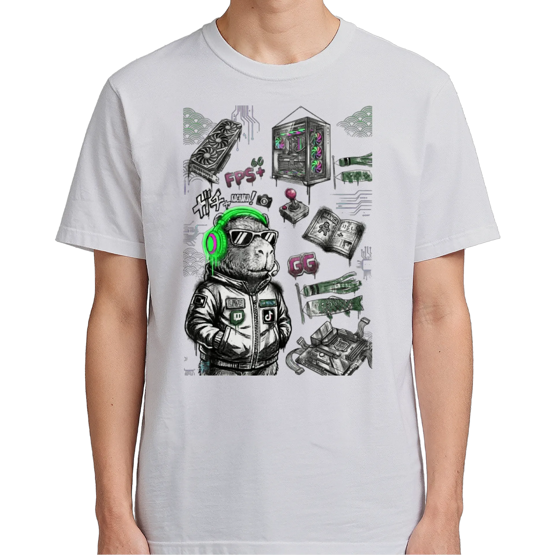 Camiseta Capivara Gamer Estampa Criativa 100% Algodão - Imagem 5