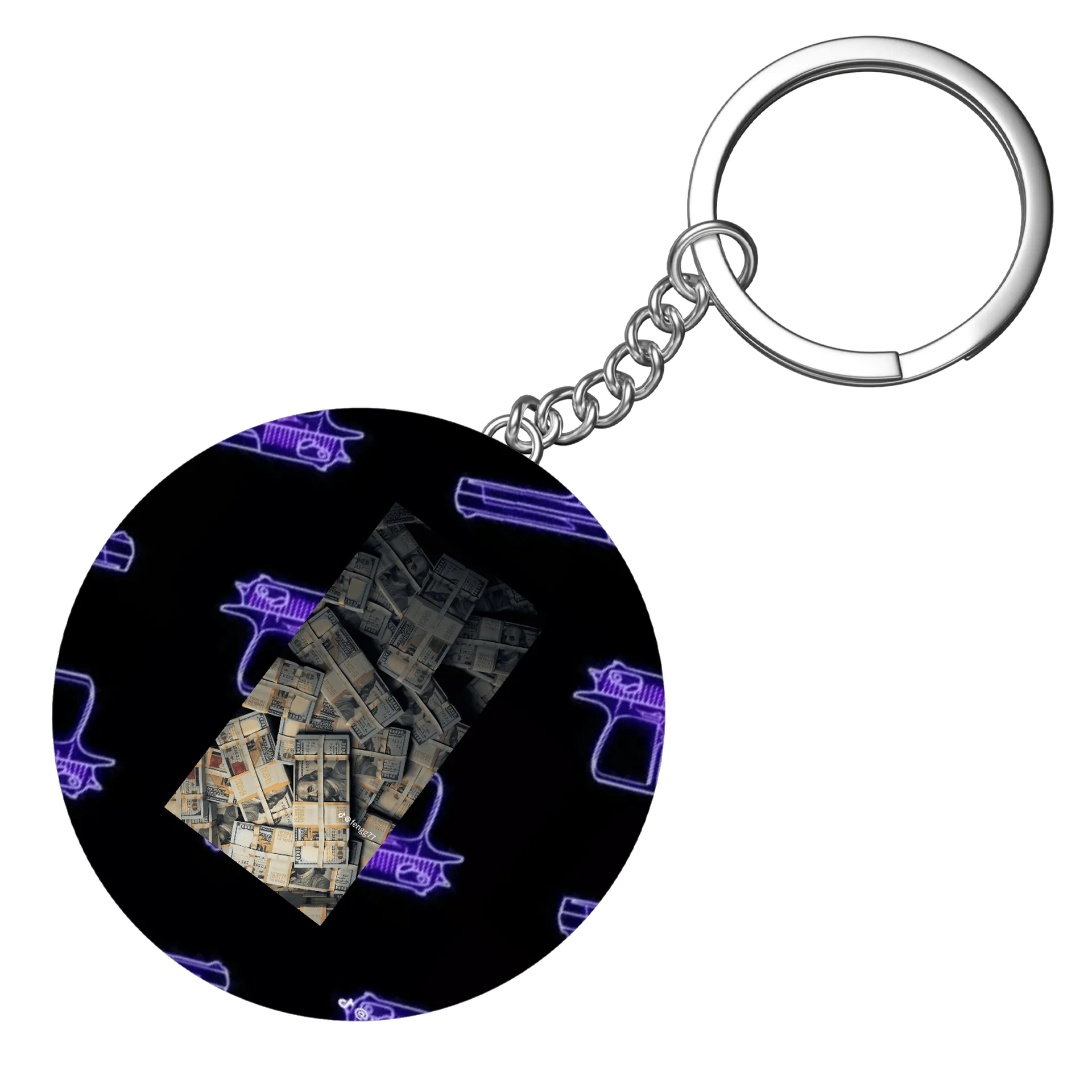 Chaveiro MDF Estampa Dinheiro e Armas - Imagem 4
