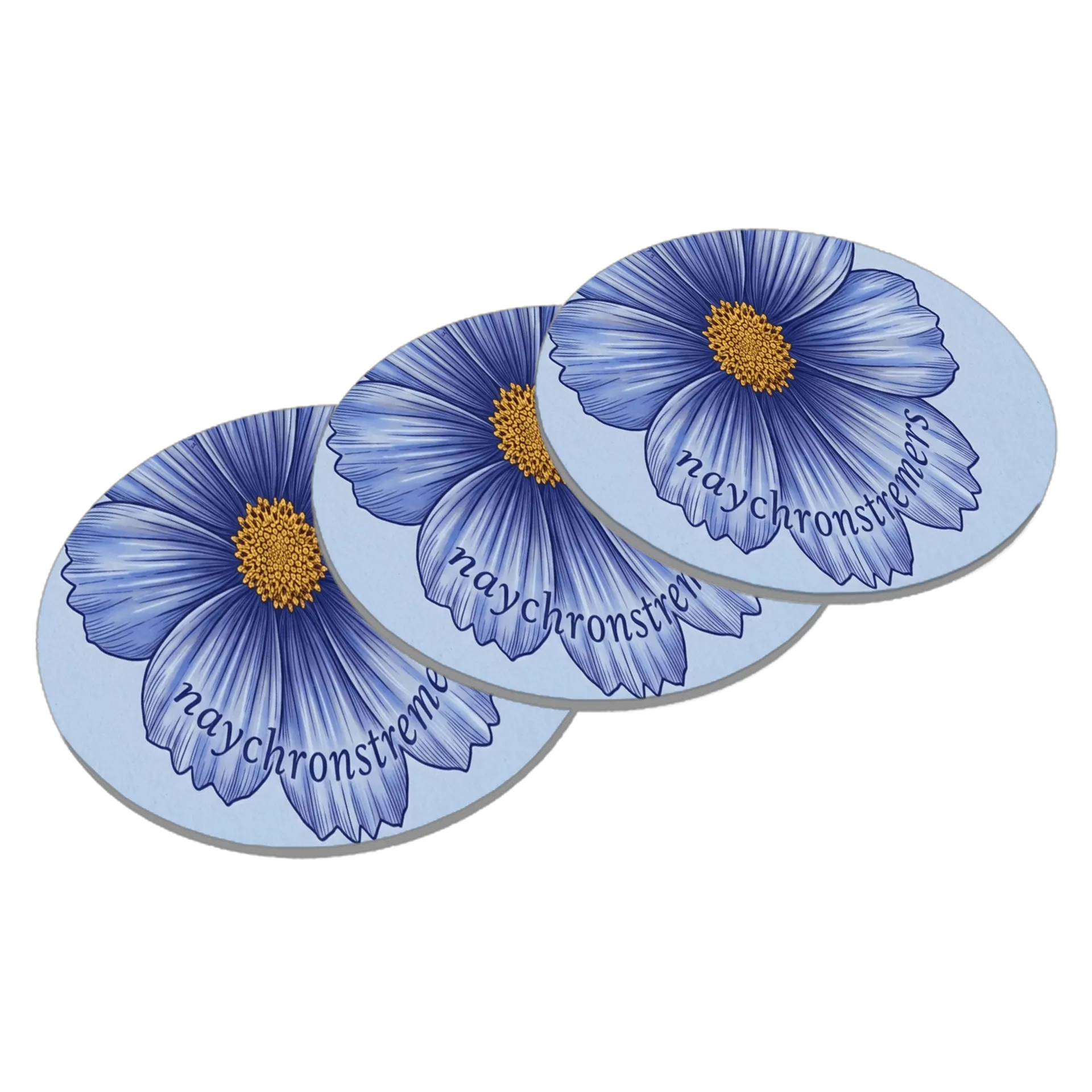 Porta-copo Flor Azul Tipográfica MDF - Imagem 2