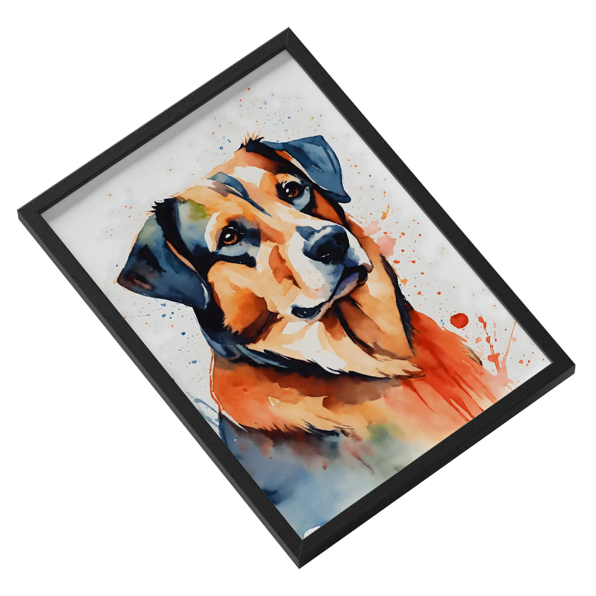 Quadro Cão em Aquarela com Manchas Coloridas A3 - Imagem 2