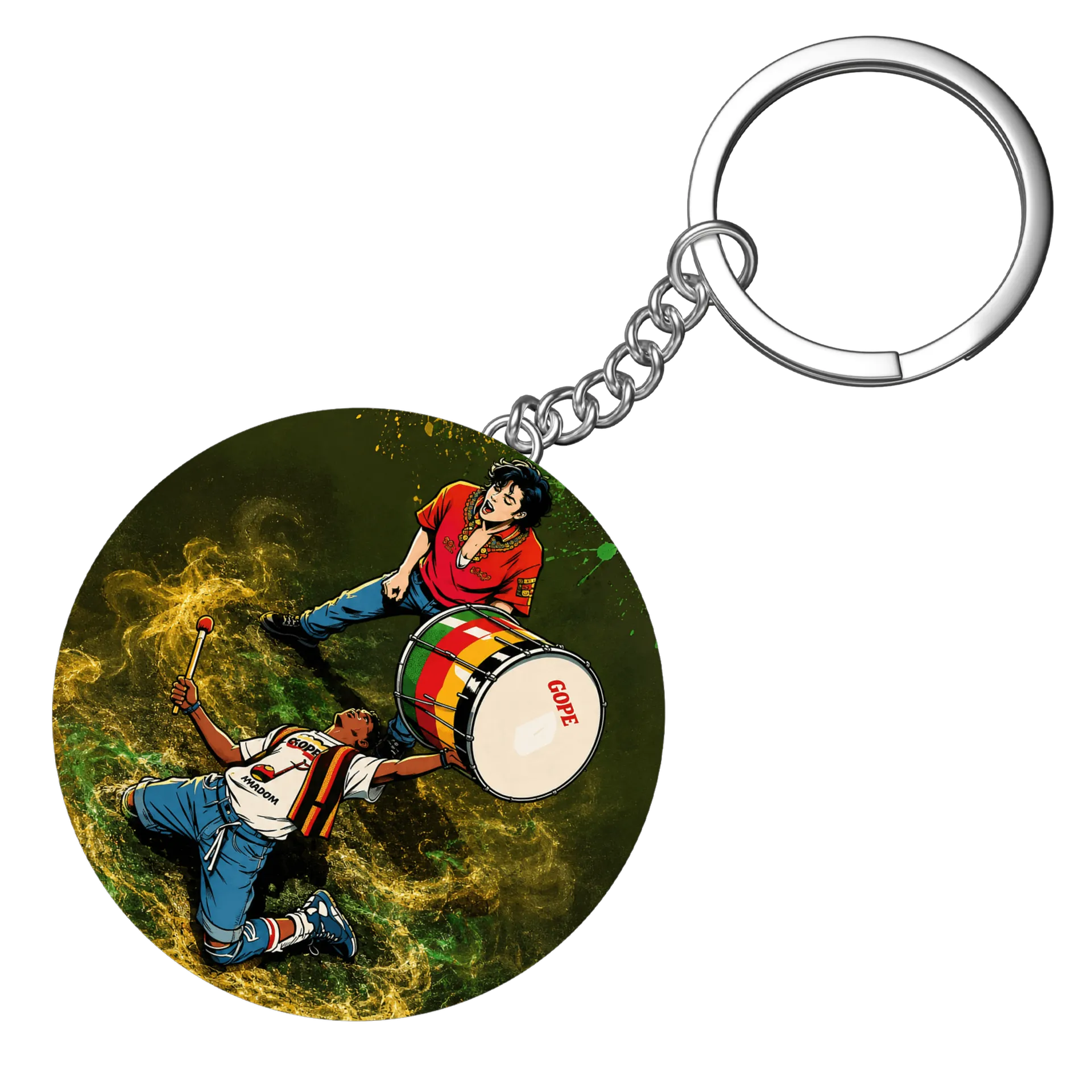 Chaveiro MDF Ilustração de Percussionistas com Bumbo e - Imagem 3