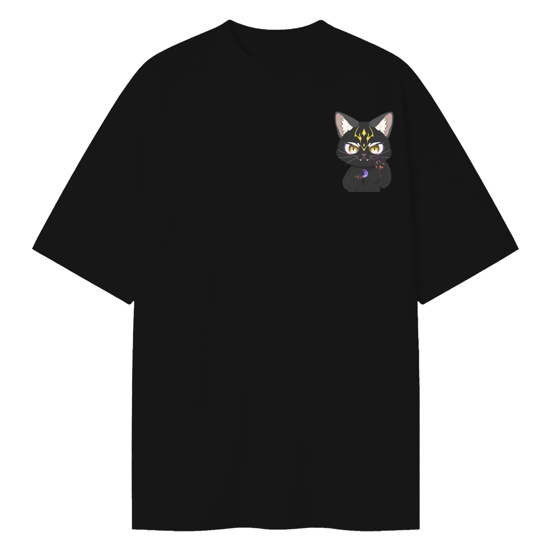 Camiseta Oversized Gato Astral Preto 100% Algodão de Lady Siam — imagem 1 de 6