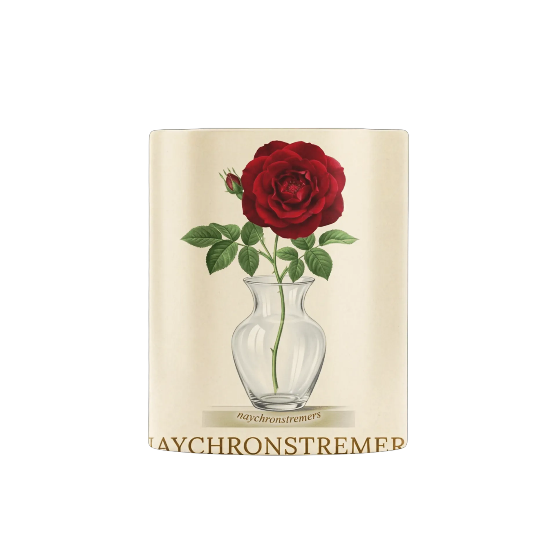Caneca Rosa Vermelha em Vaso Ilustração Botânica 325ml - Imagem 1