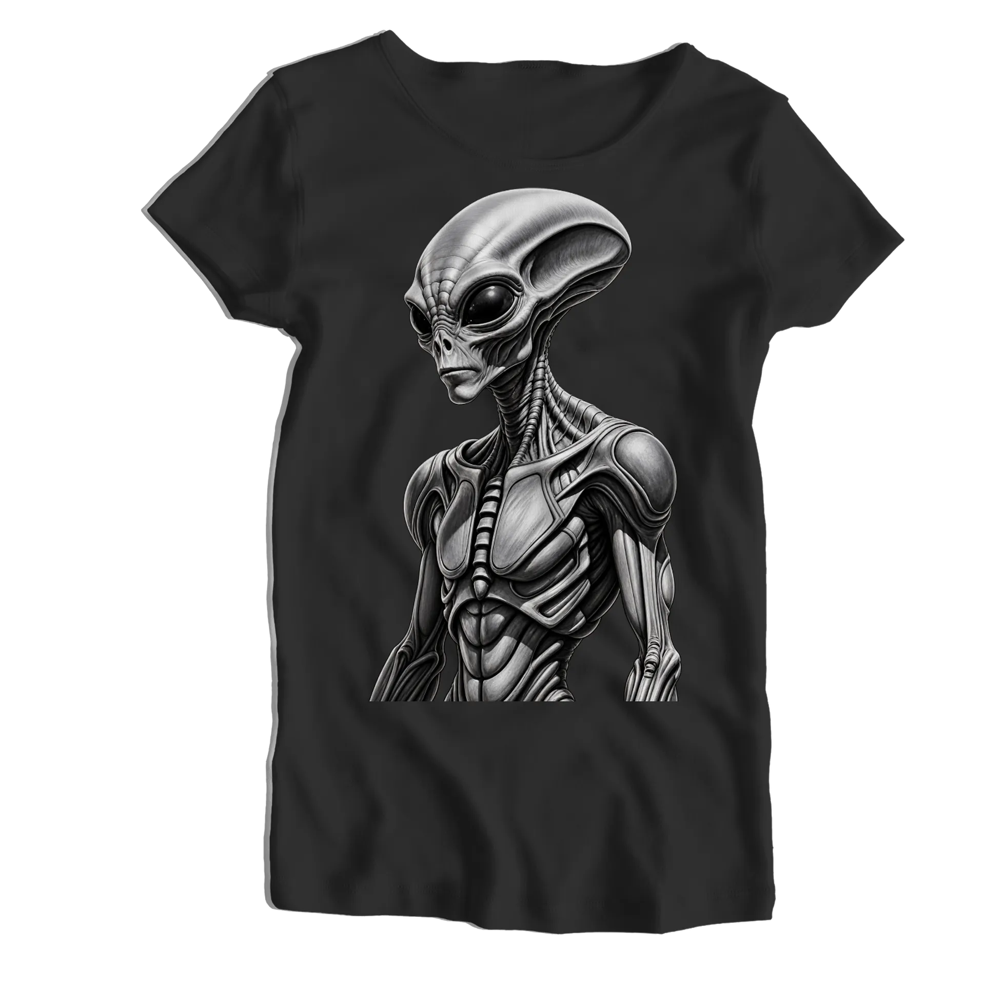 Camiseta Babylook Alien Realista em Preto e Branco 100% de WEB TV JOAÇABA  — imagem 1 de 5