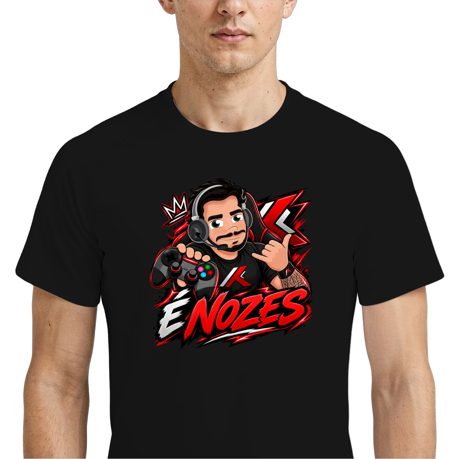 Camiseta Dry Fit É NOZES Estampa Gamer Vermelha Branca - Imagem 4