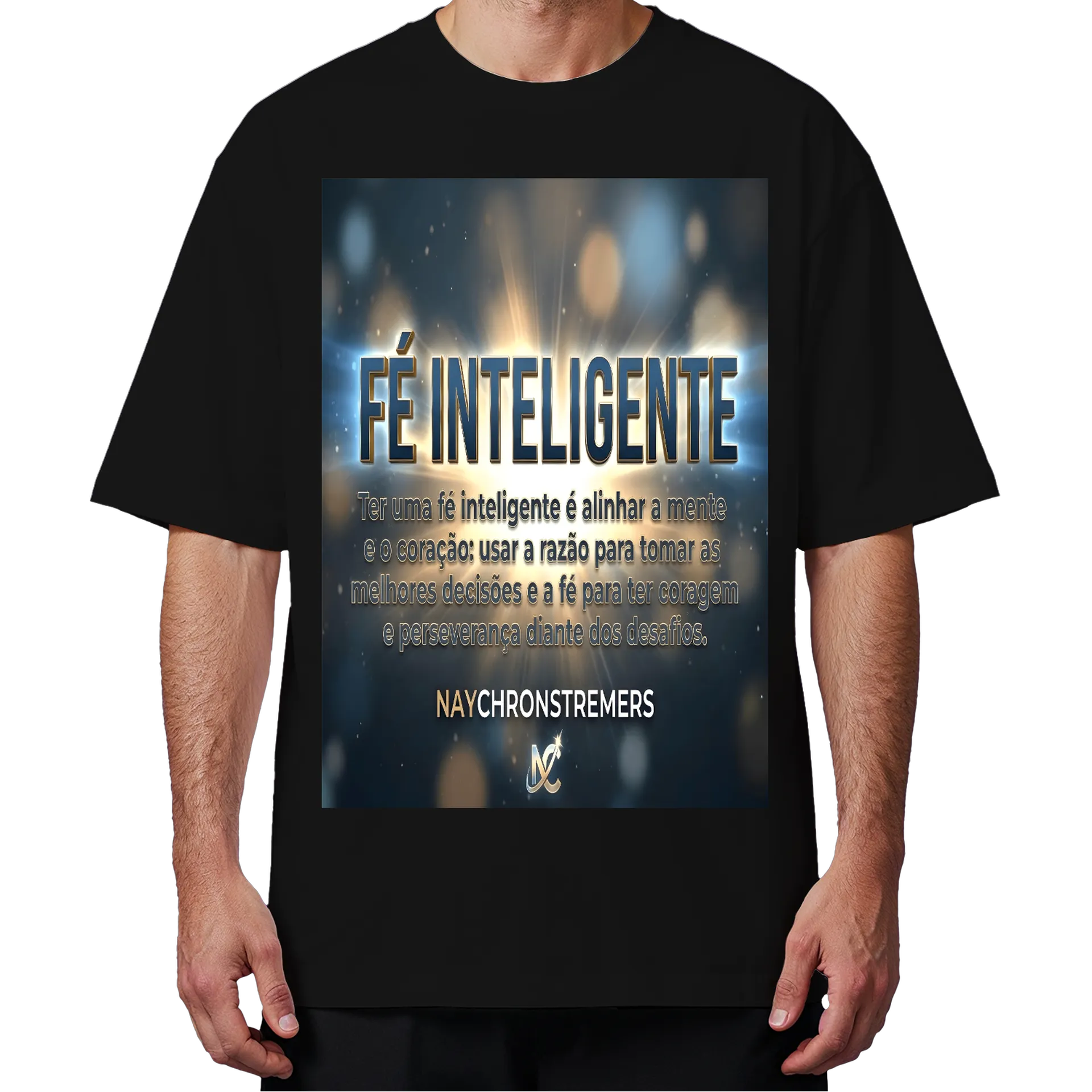 Camiseta Oversized Estampa Tipográfica Fé Inteligente - Imagem 4