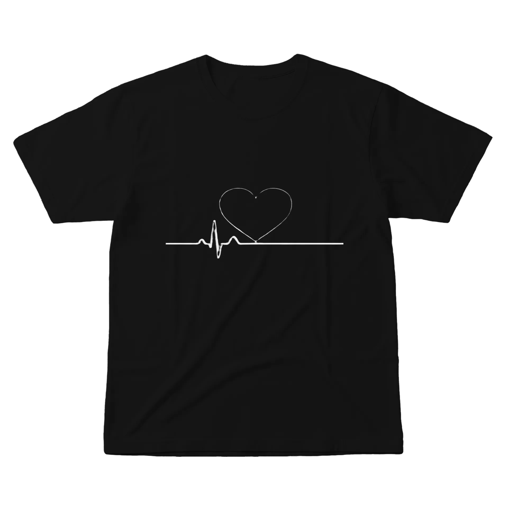 Camiseta Coração e Batimento Cardíaco 100% Algodão de Piffero
