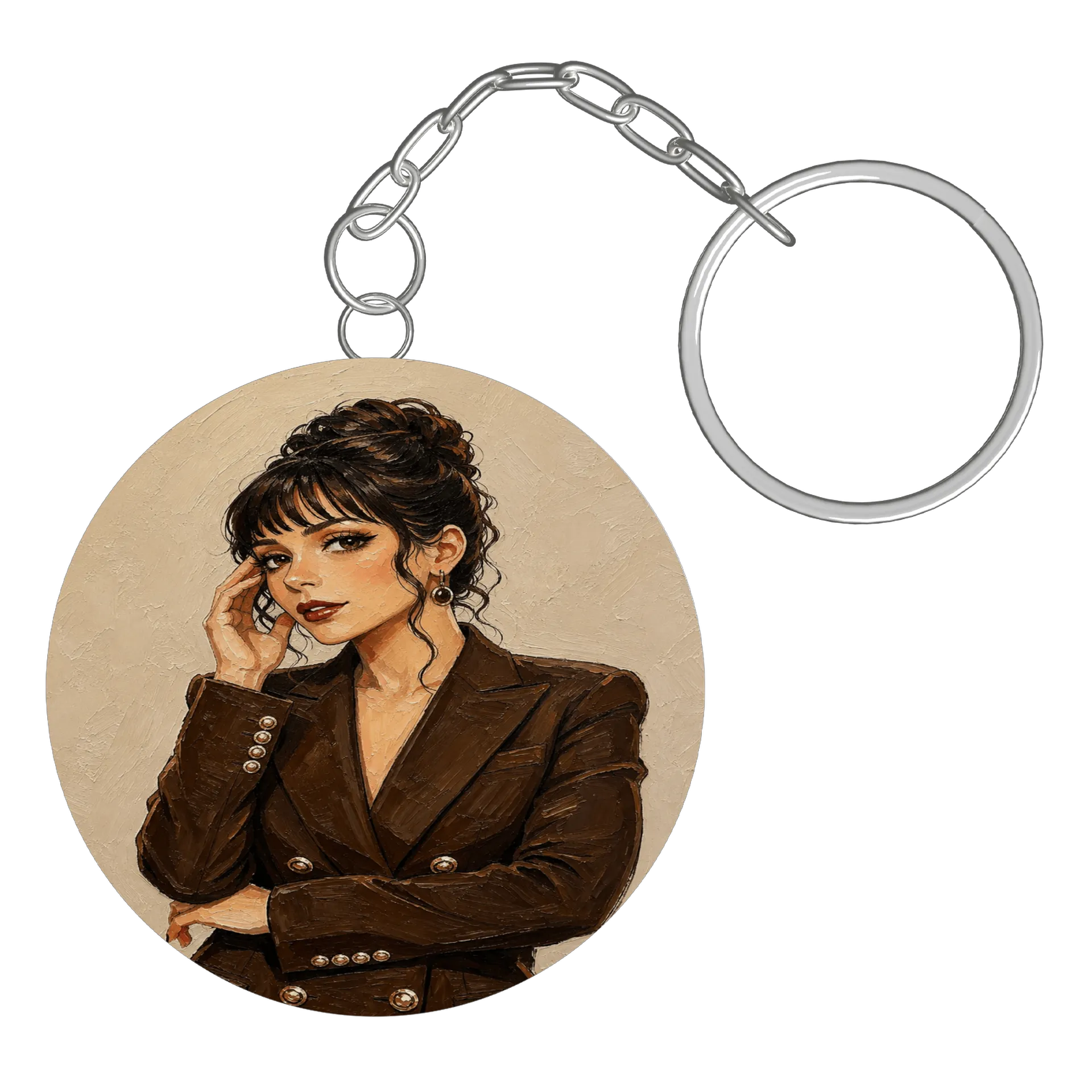 Chaveiro MDF Mulher Estilo Retrô The Boss 5x5cm - Imagem 3