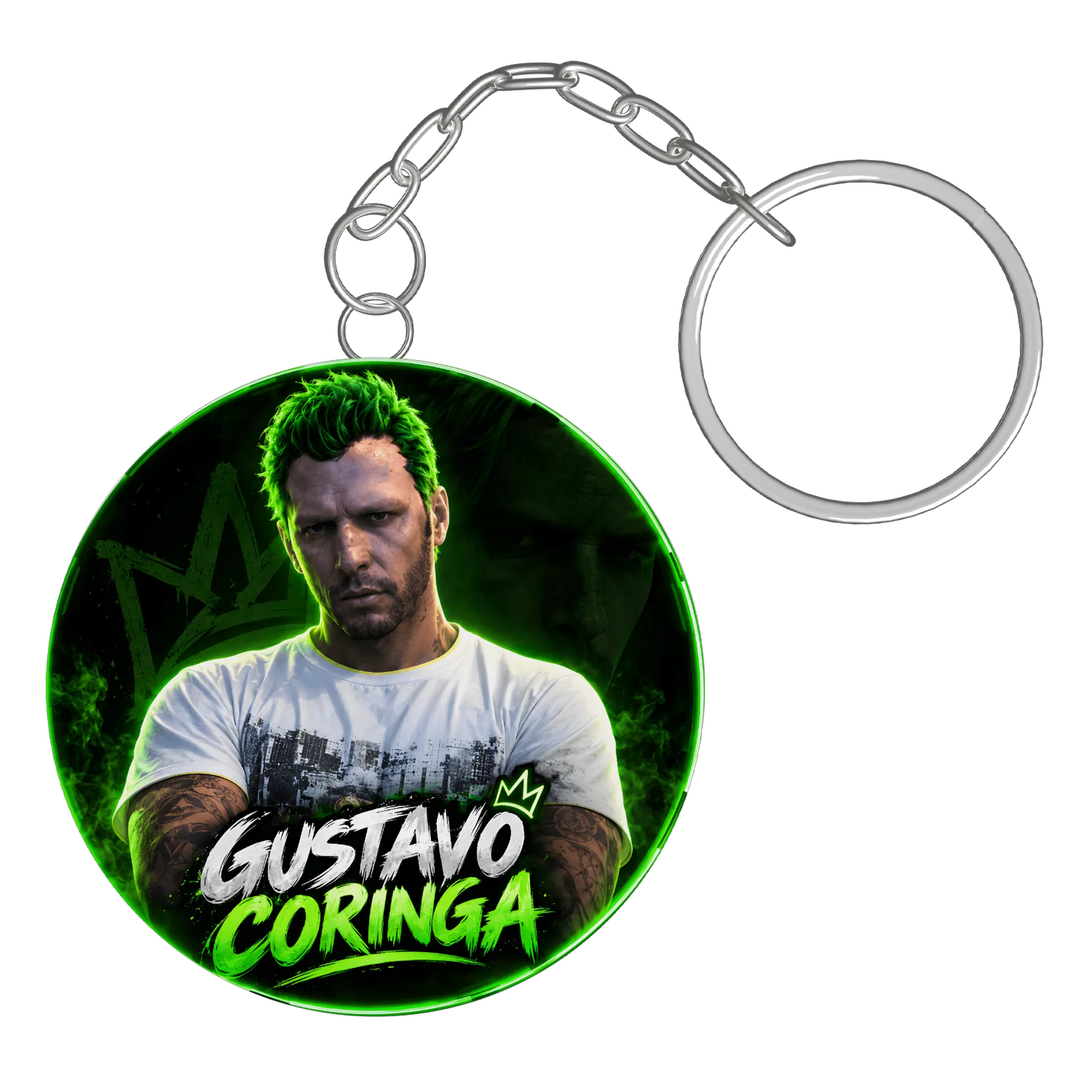 Chaveiro MDF Gustavo Coringa Estampa Neon Verde - Imagem 2
