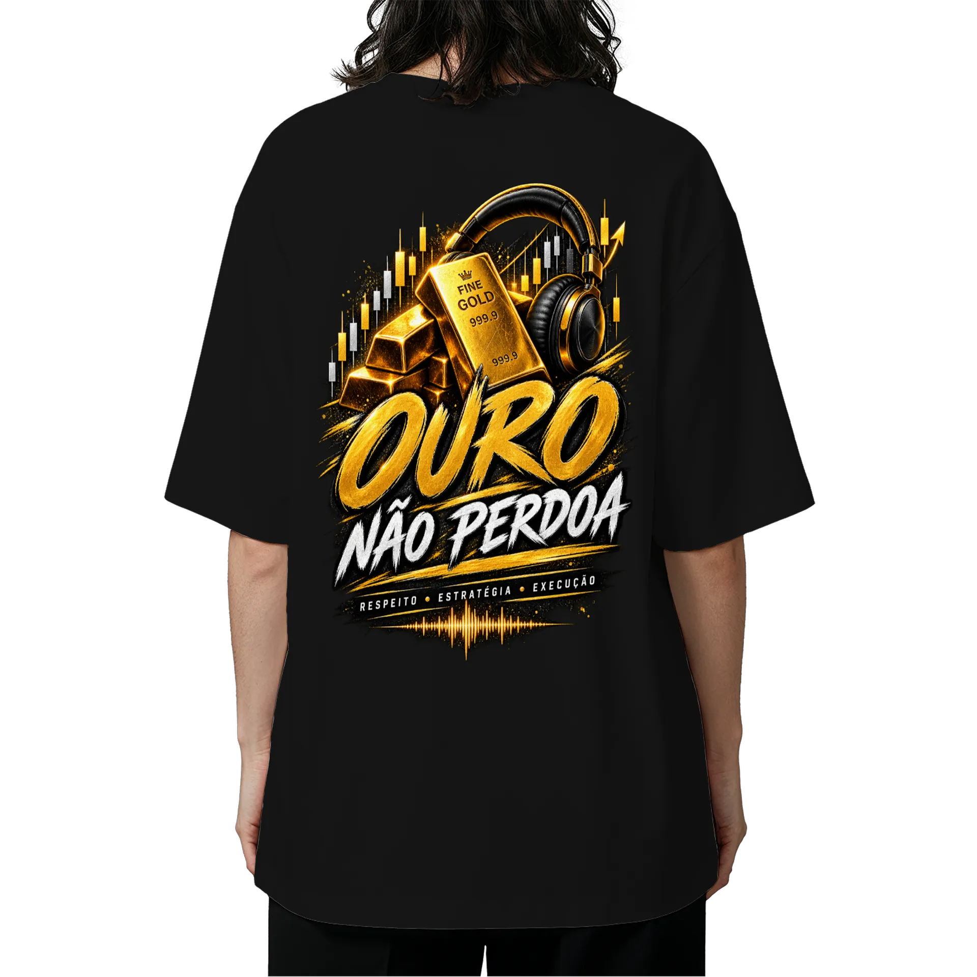 Camiseta Oversized Ouro Não Perdoa Preto - Imagem 5